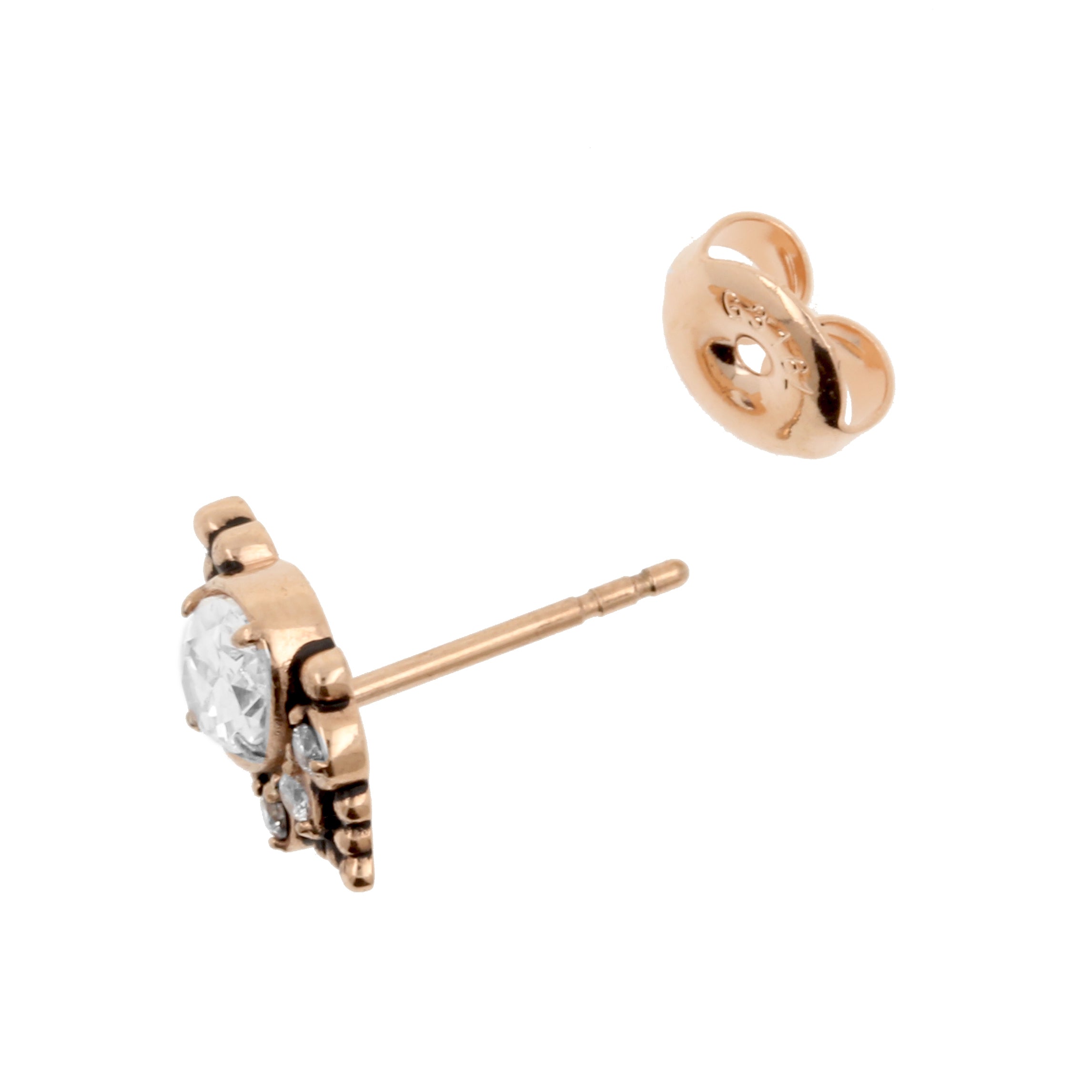 Surgical Steel Zirconia Cluster Ear Studs Rose Gold