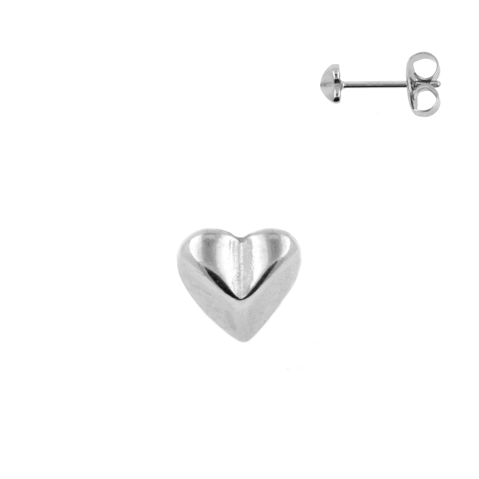 Surgical Steel Heart Shaped Ear Studs Silver