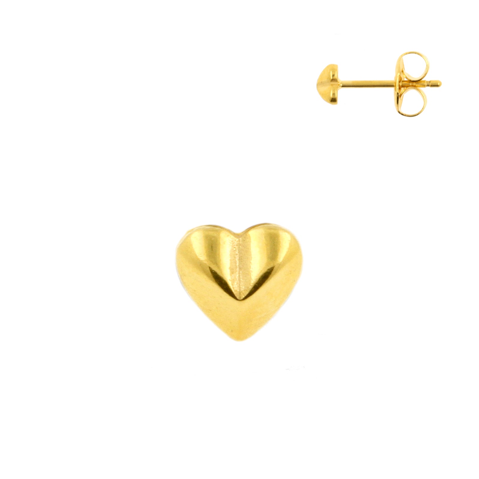 Surgical Steel Heart Shaped Ear Studs Gold