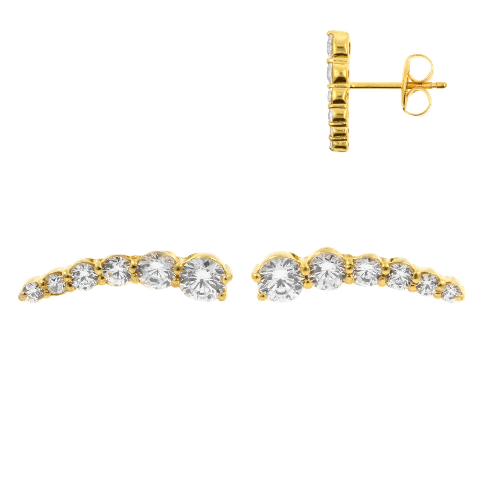 Surgical Steel Jewelled Ear Studs Gold