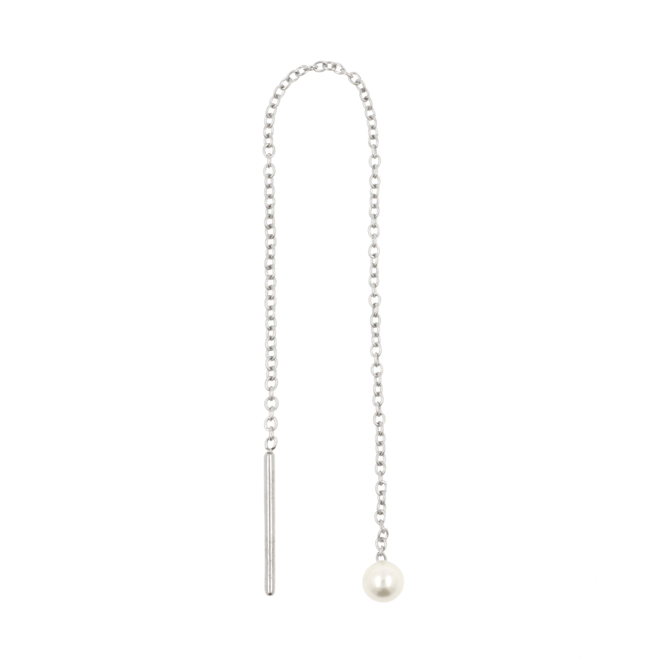 Surgical Steel Ear Threader - Pearl Silver