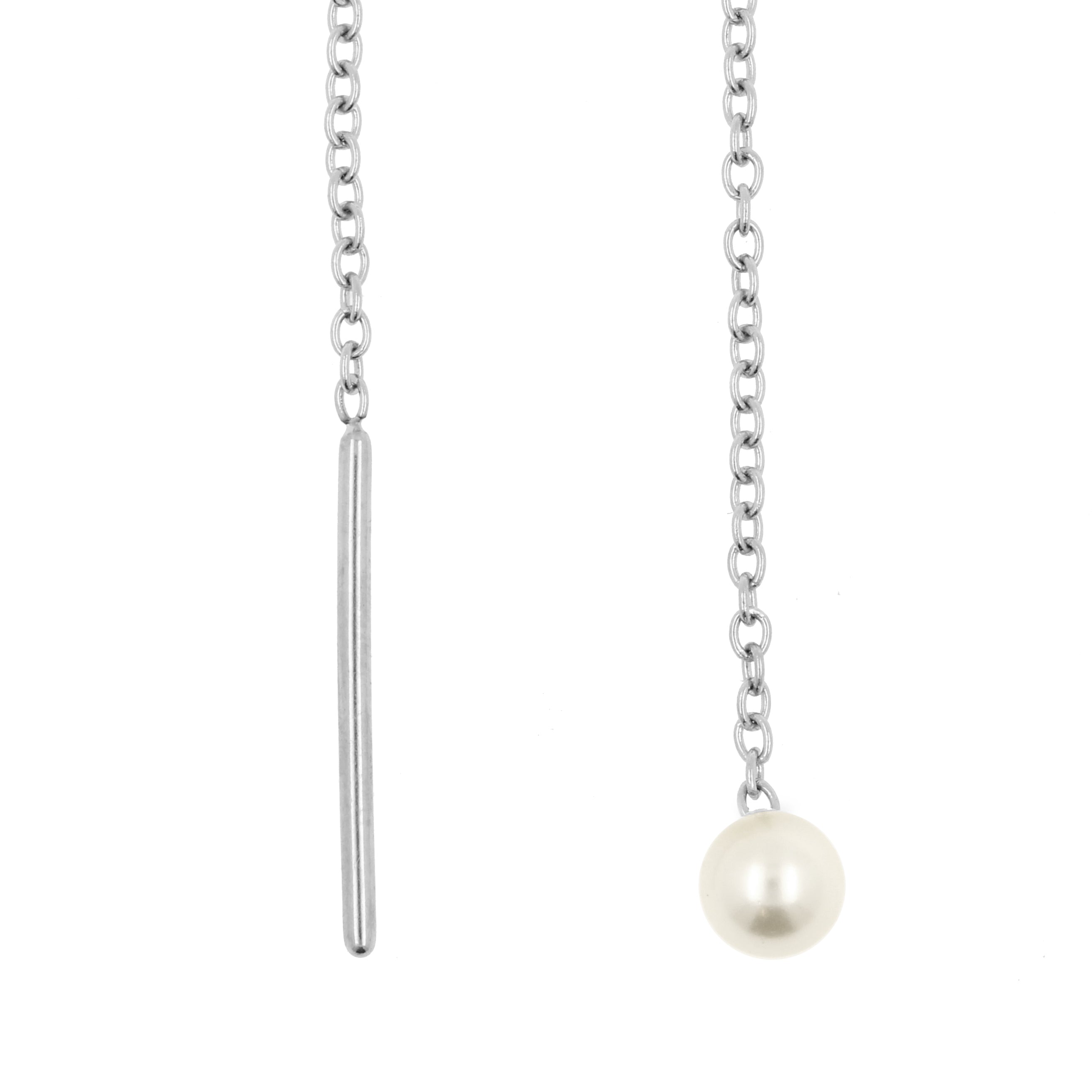 Surgical Steel Ear Threader - Pearl Silver