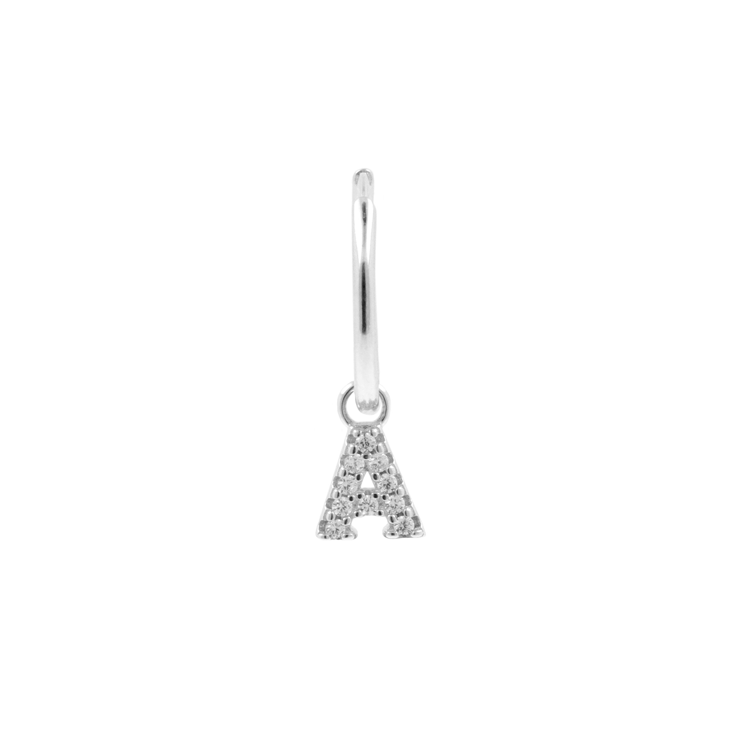 925 Silver Alphabet Letter Earring - A Silver