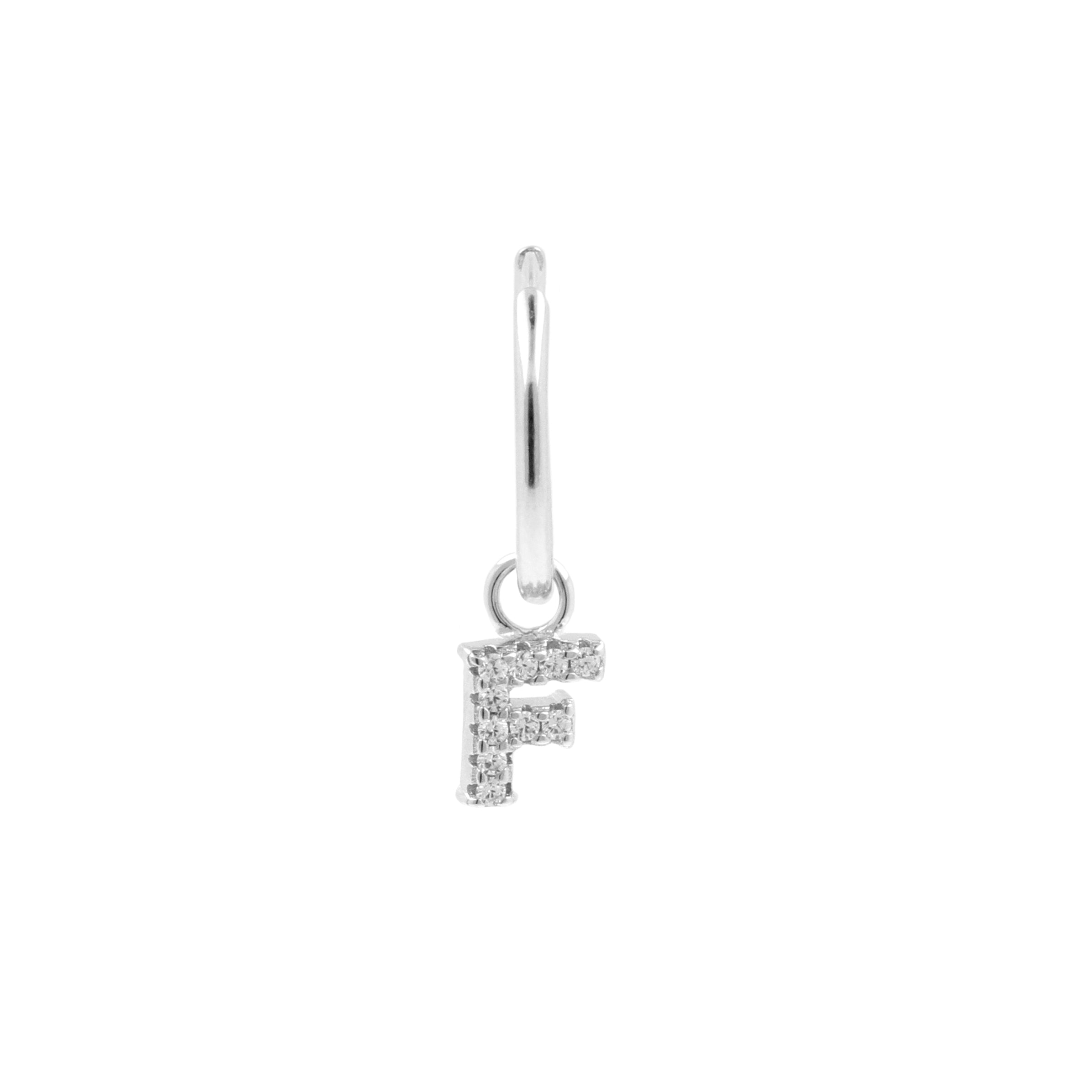 925 Silver Alphabet Letter Earring - F Silver