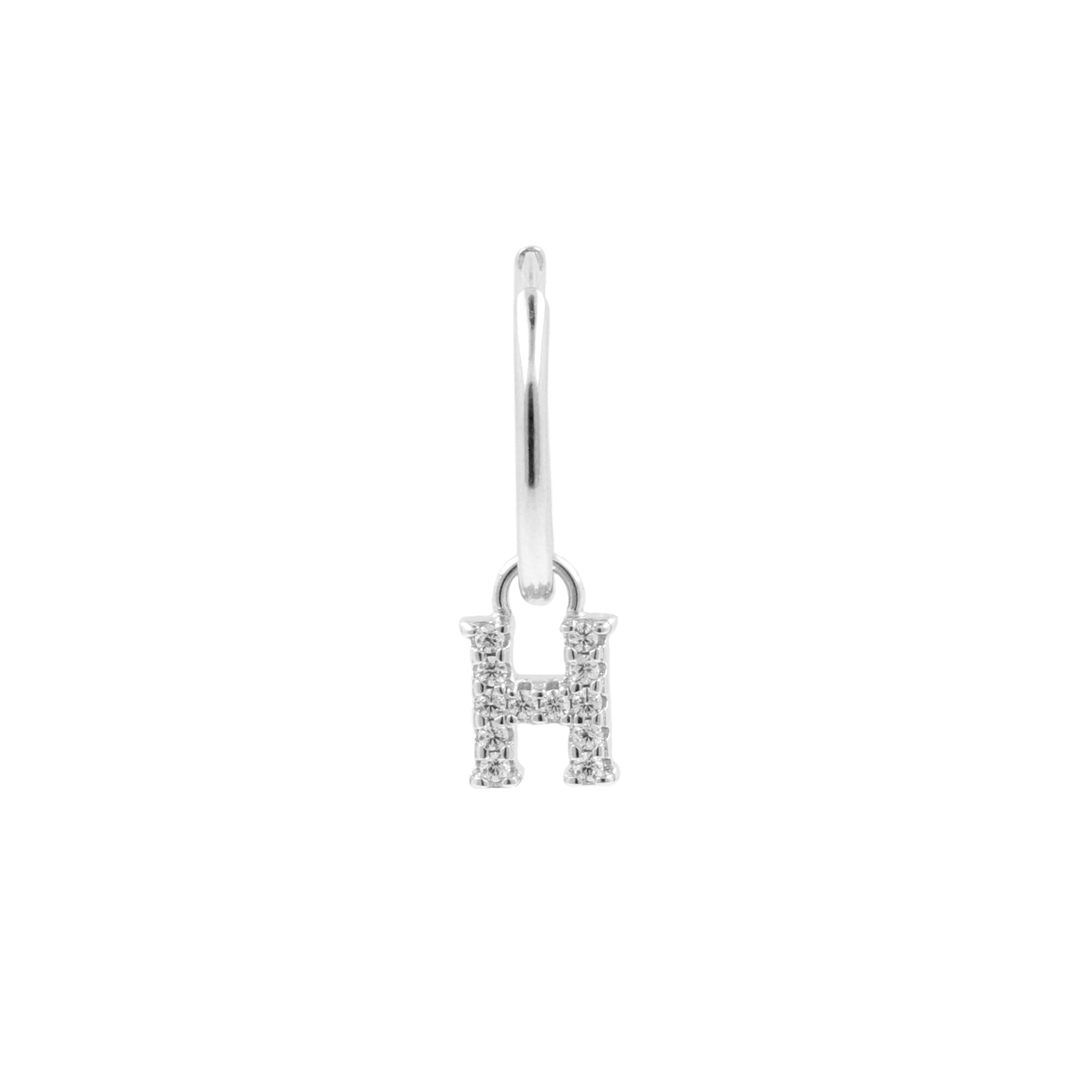 925 Silver Alphabet Letter Earring - H Silver