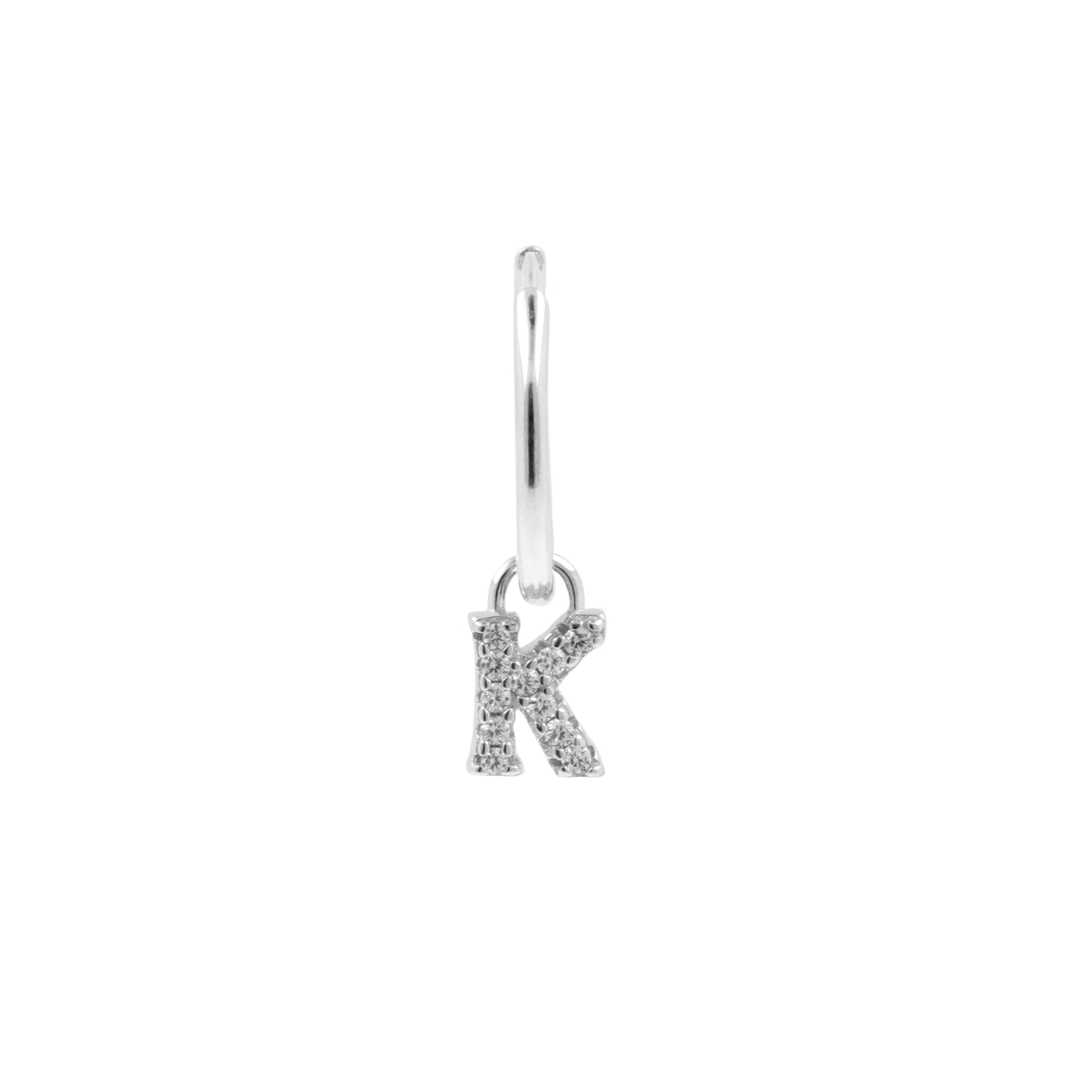 925 Silver Alphabet Letter Earring - K Silver