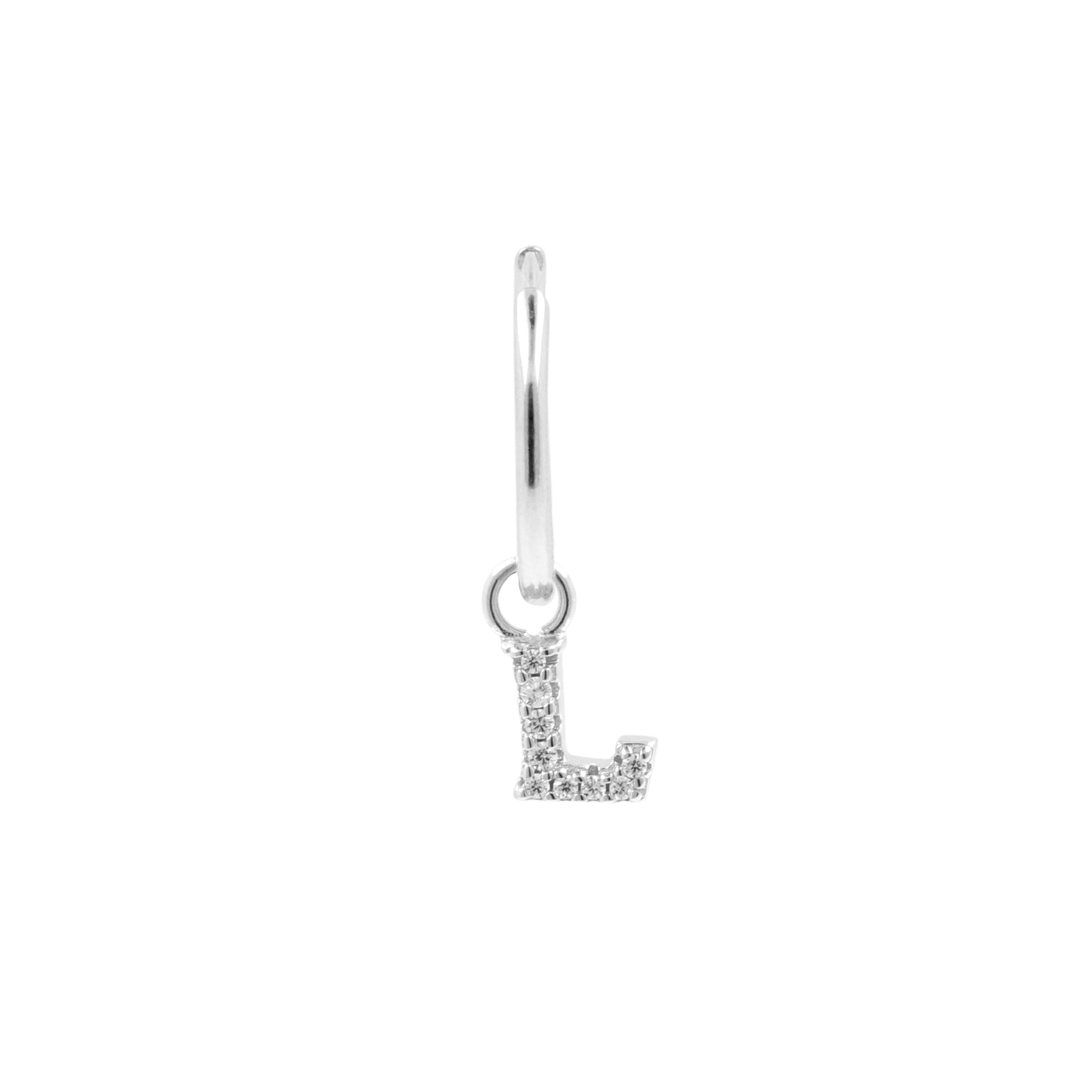 925 Silver Alphabet Letter Earring - L Silver