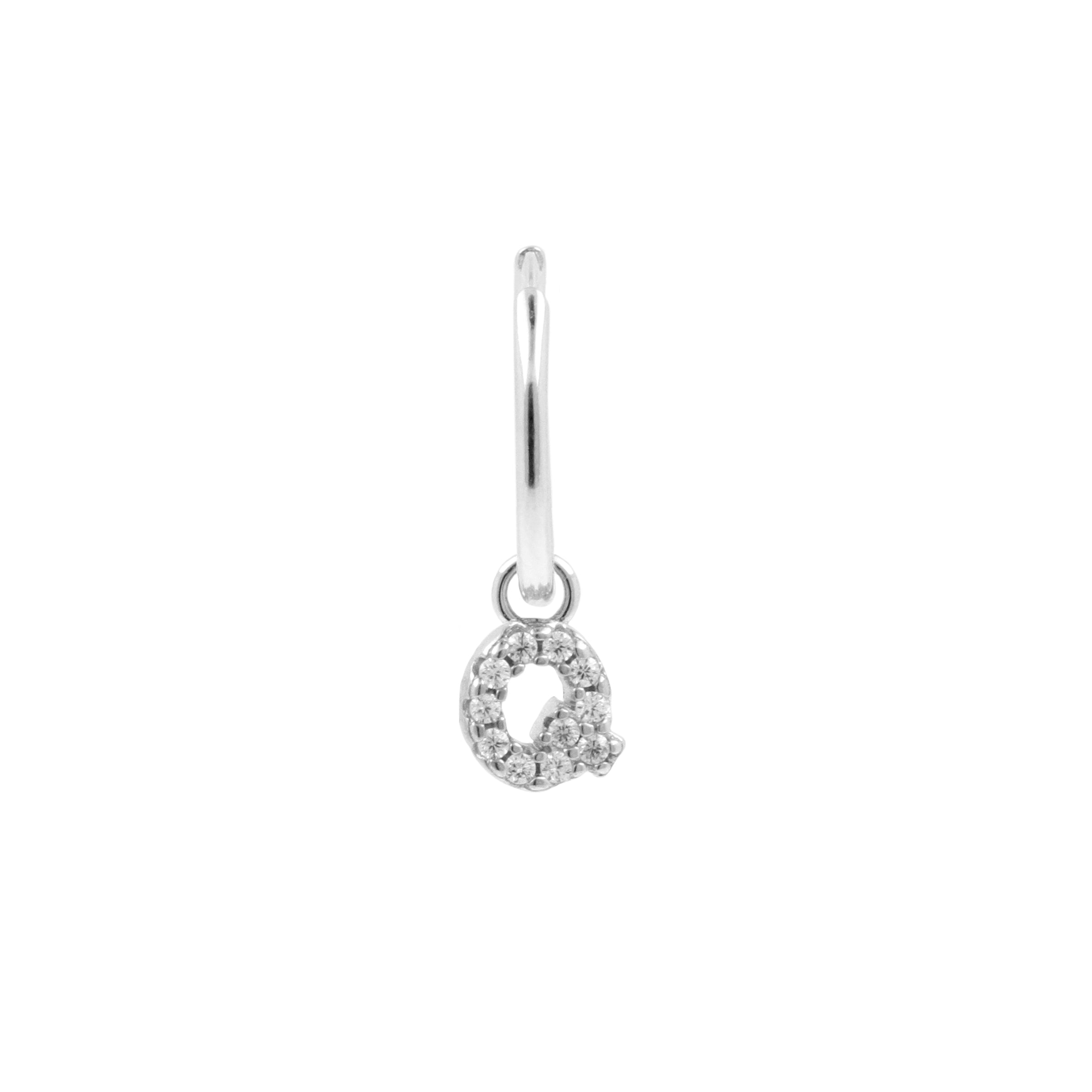 925 Silver Alphabet Letter Earring - Q Silver