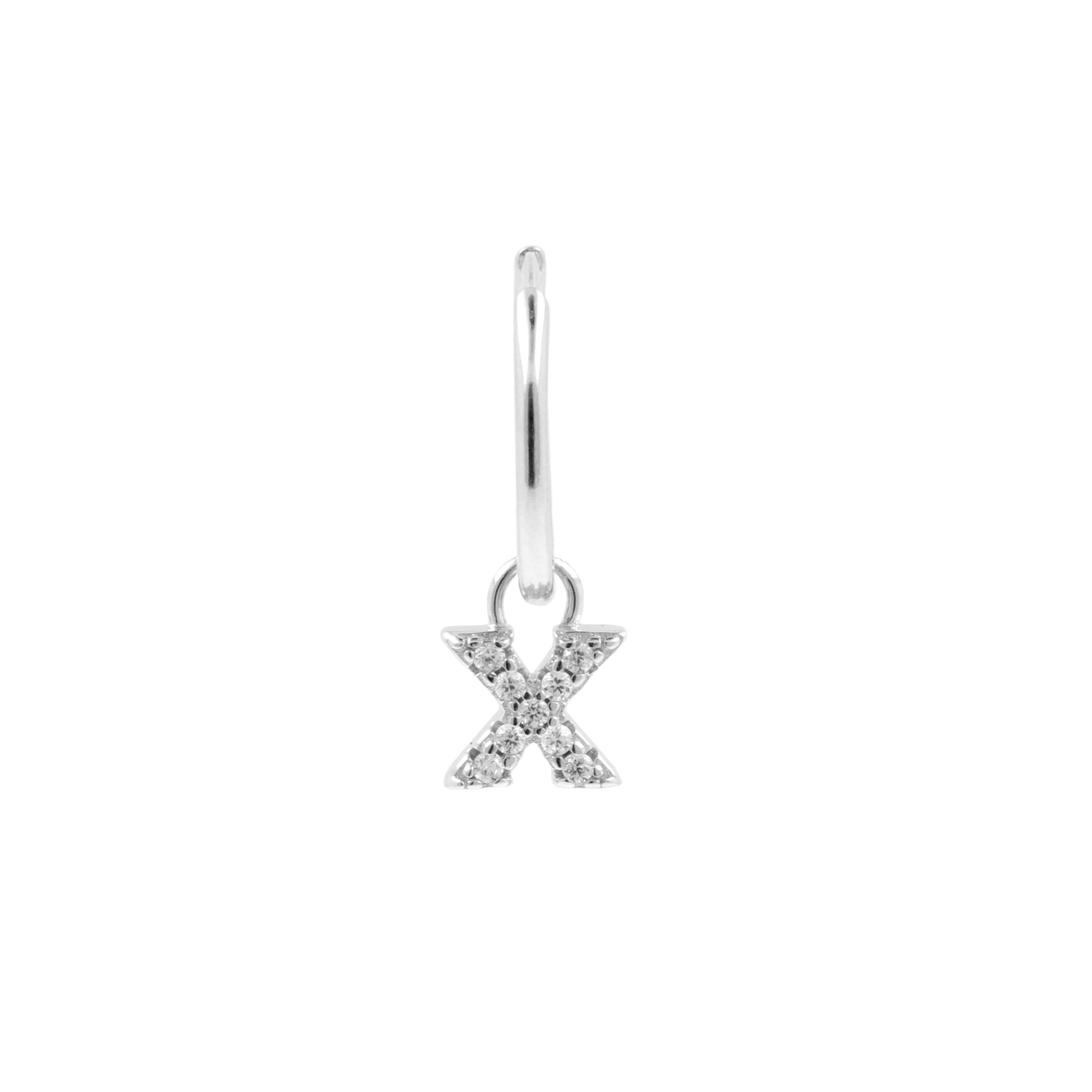 925 Silver Alphabet Letter Earring - X Silver