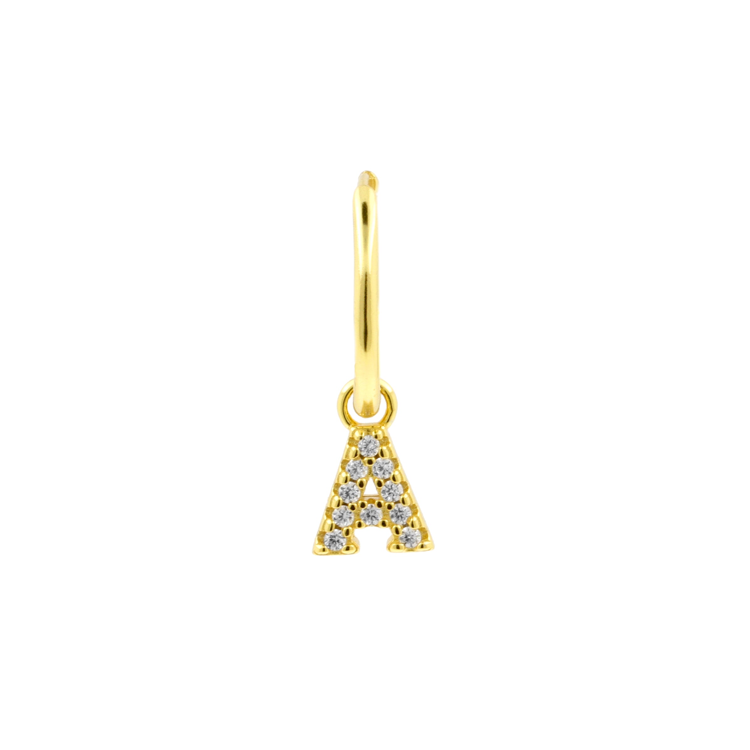 925 Silver Alphabet Letter Earring - A Gold