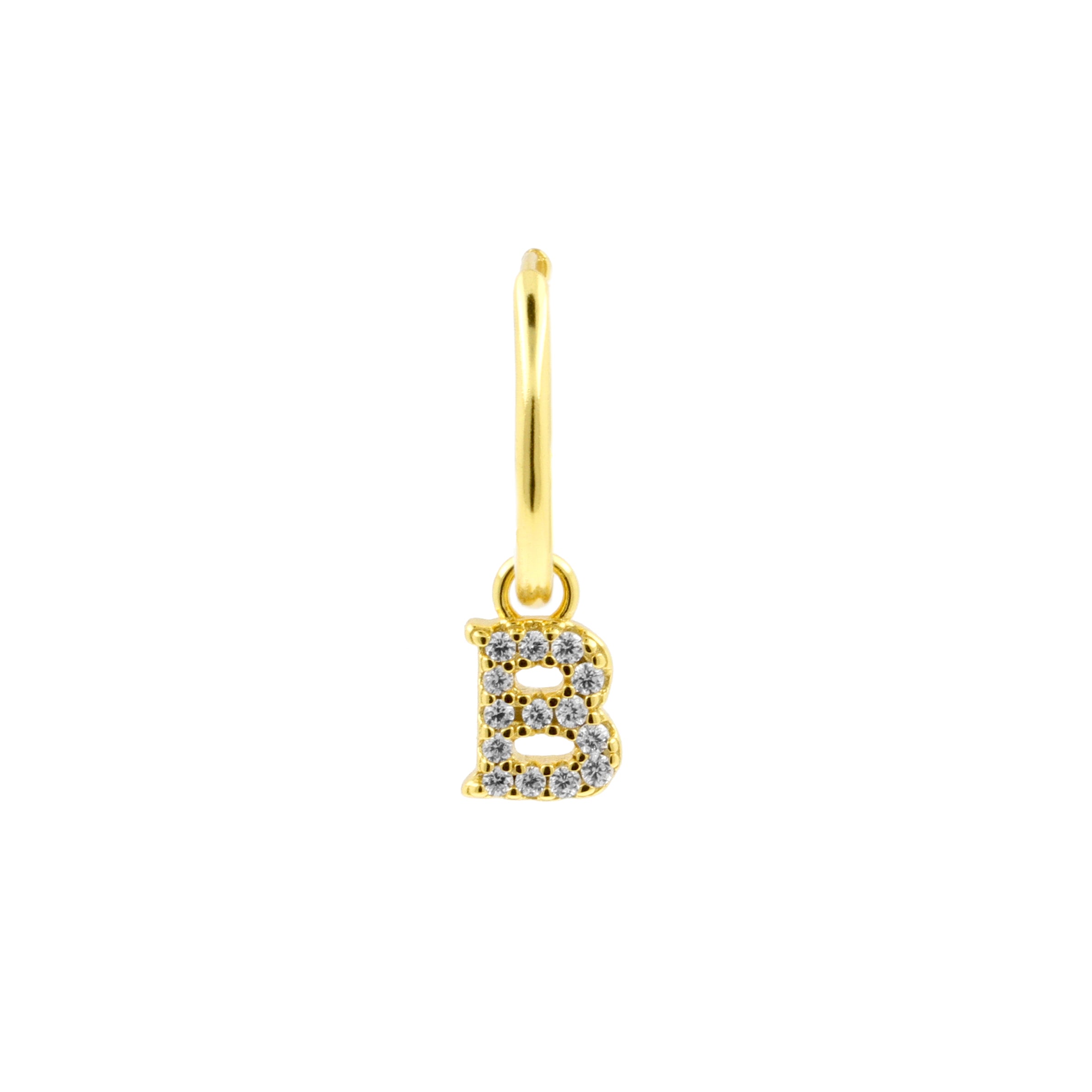 925 Silver Alphabet Letter Earring - B Gold