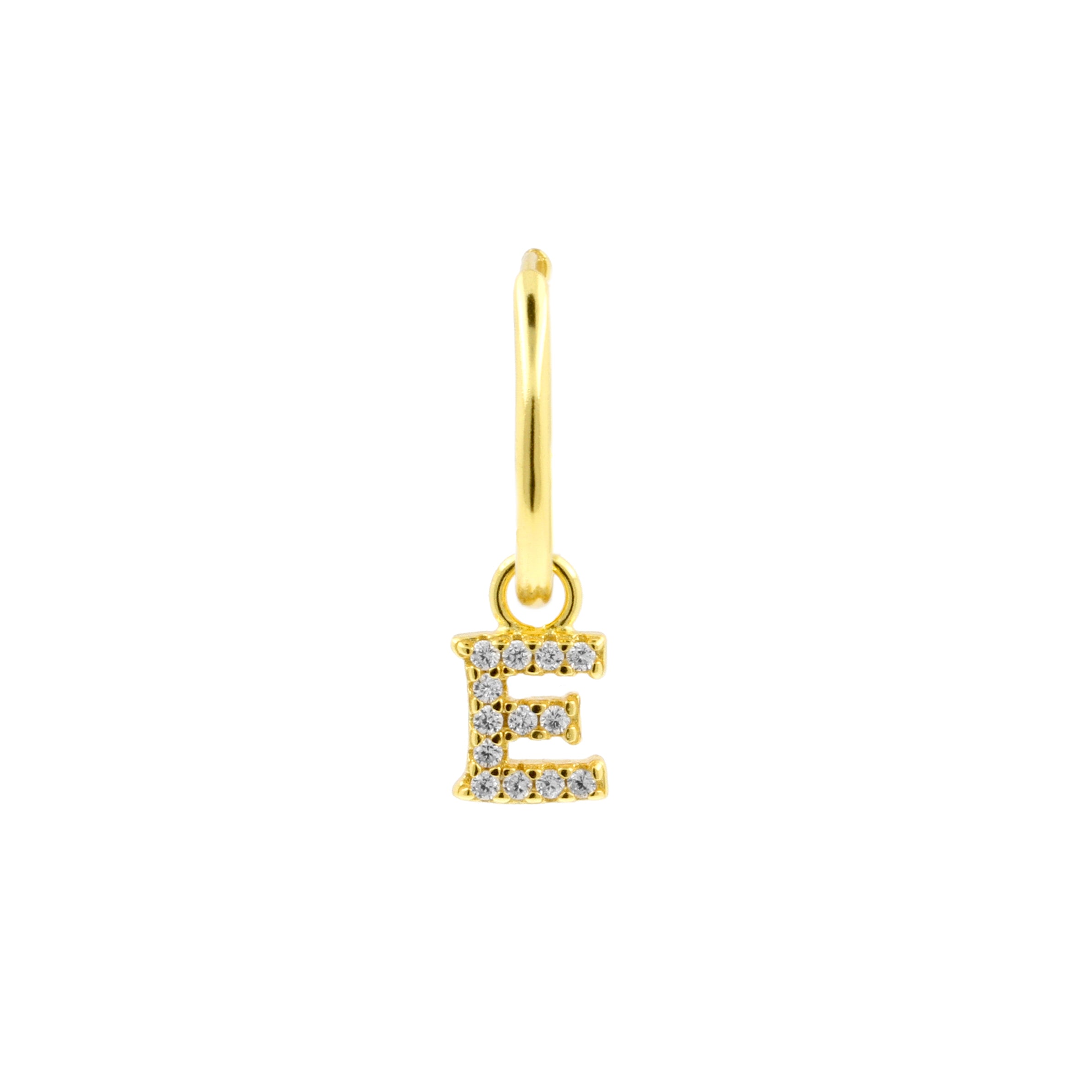 925 Silver Alphabet Letter Earring - E Gold