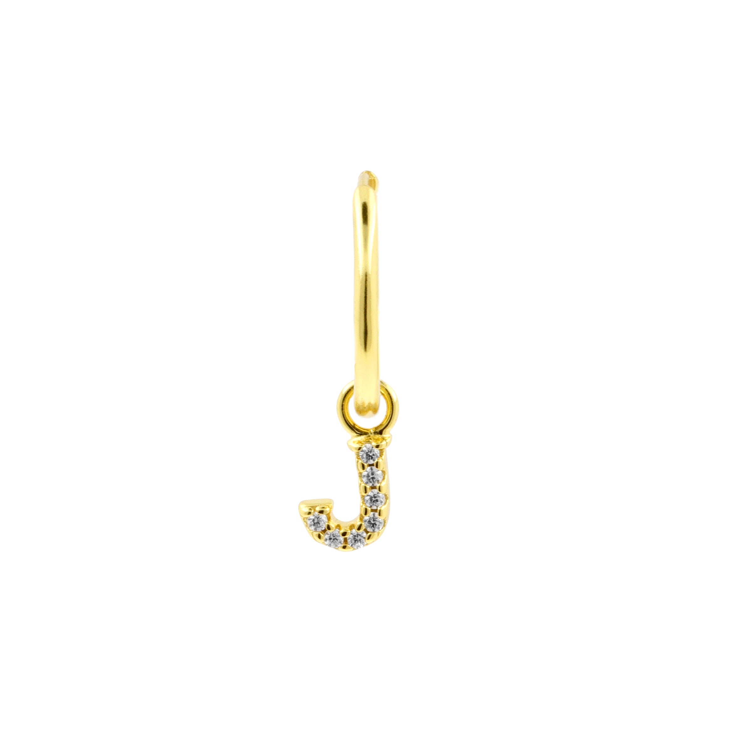 925 Silver Alphabet Letter Earring - J Gold