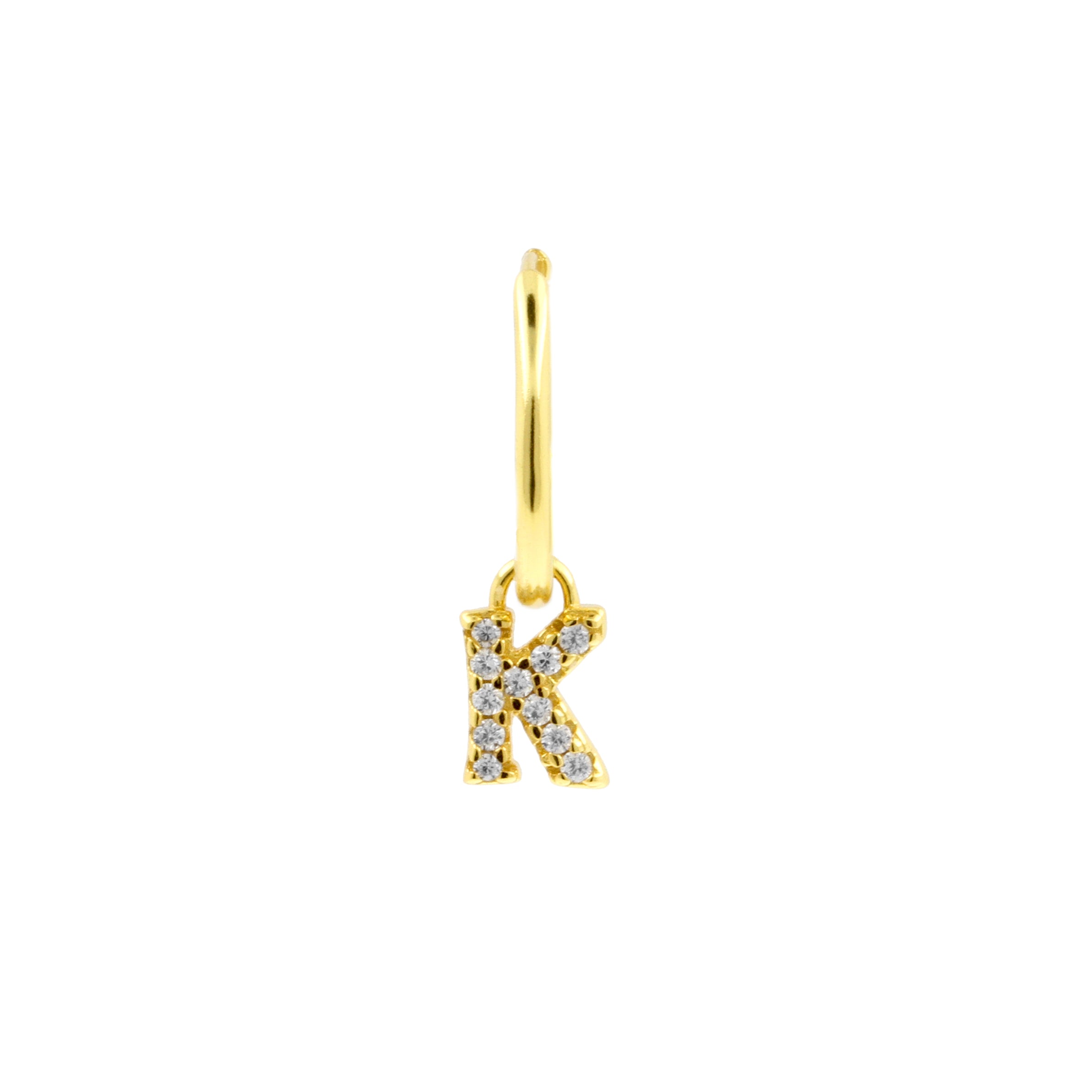 925 Silver Alphabet Letter Earring - K Gold