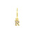 925 Silver Alphabet Letter Earring - R Gold