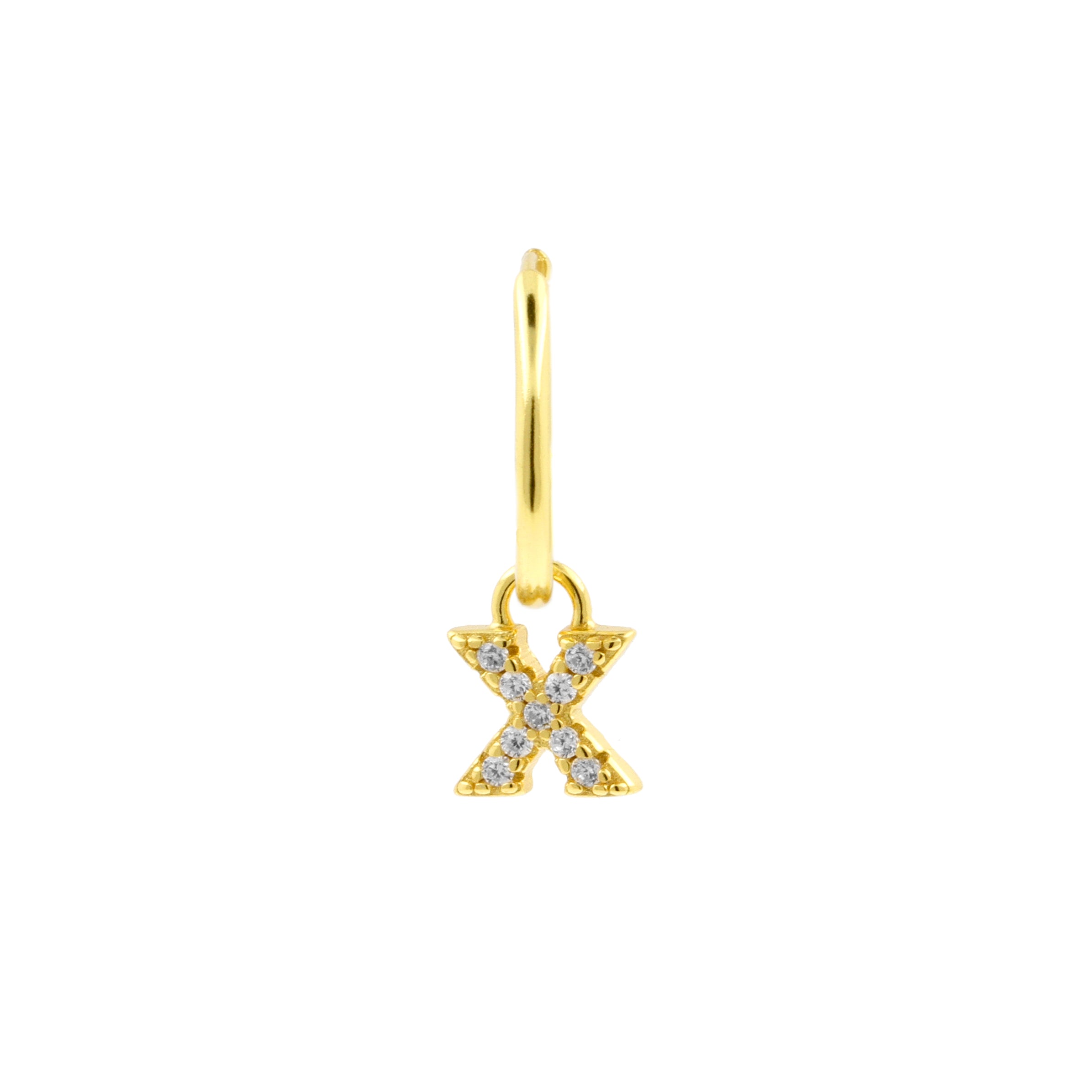 925 Silver Alphabet Letter Earring - X Gold