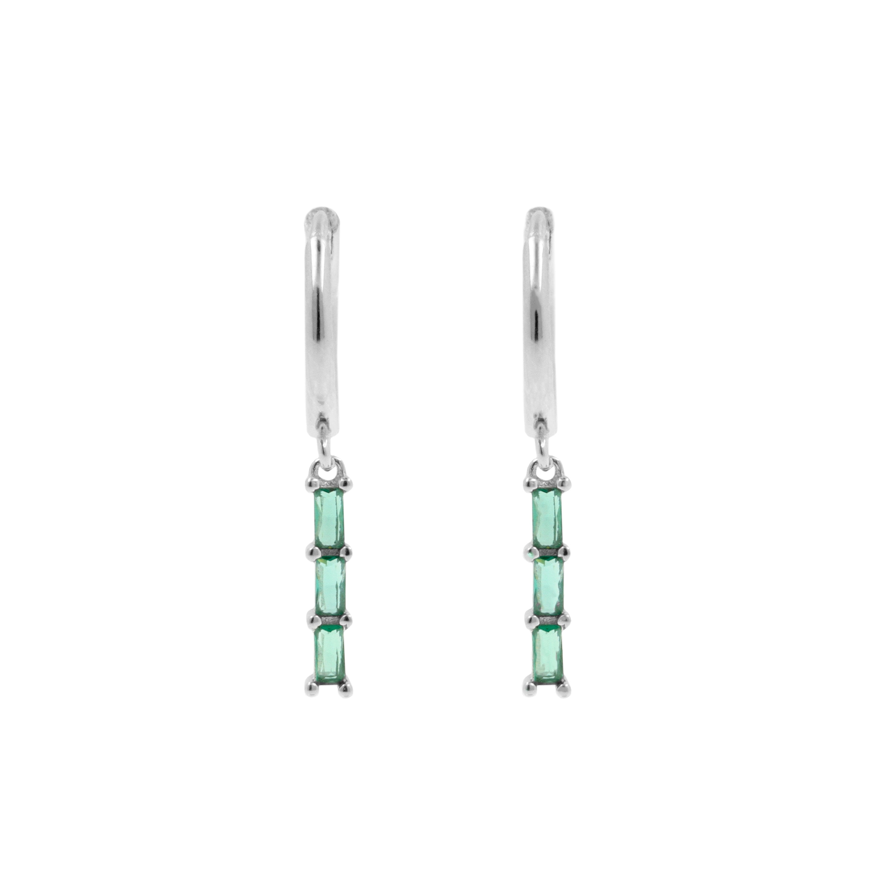 925 Silver Ear Hoops - Zirkonia Bar Silver