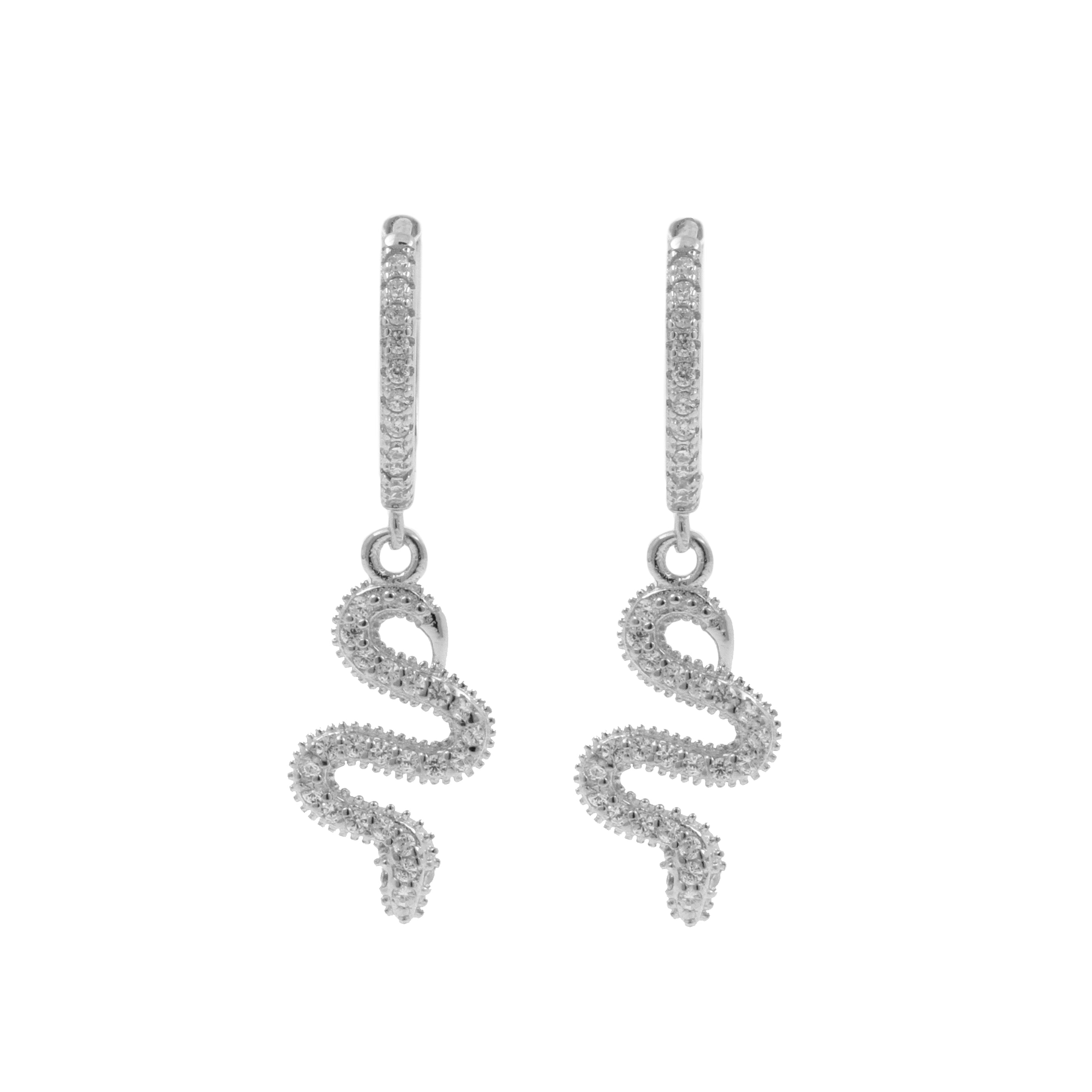 925 Silver Ear Hoops - Snake Silver