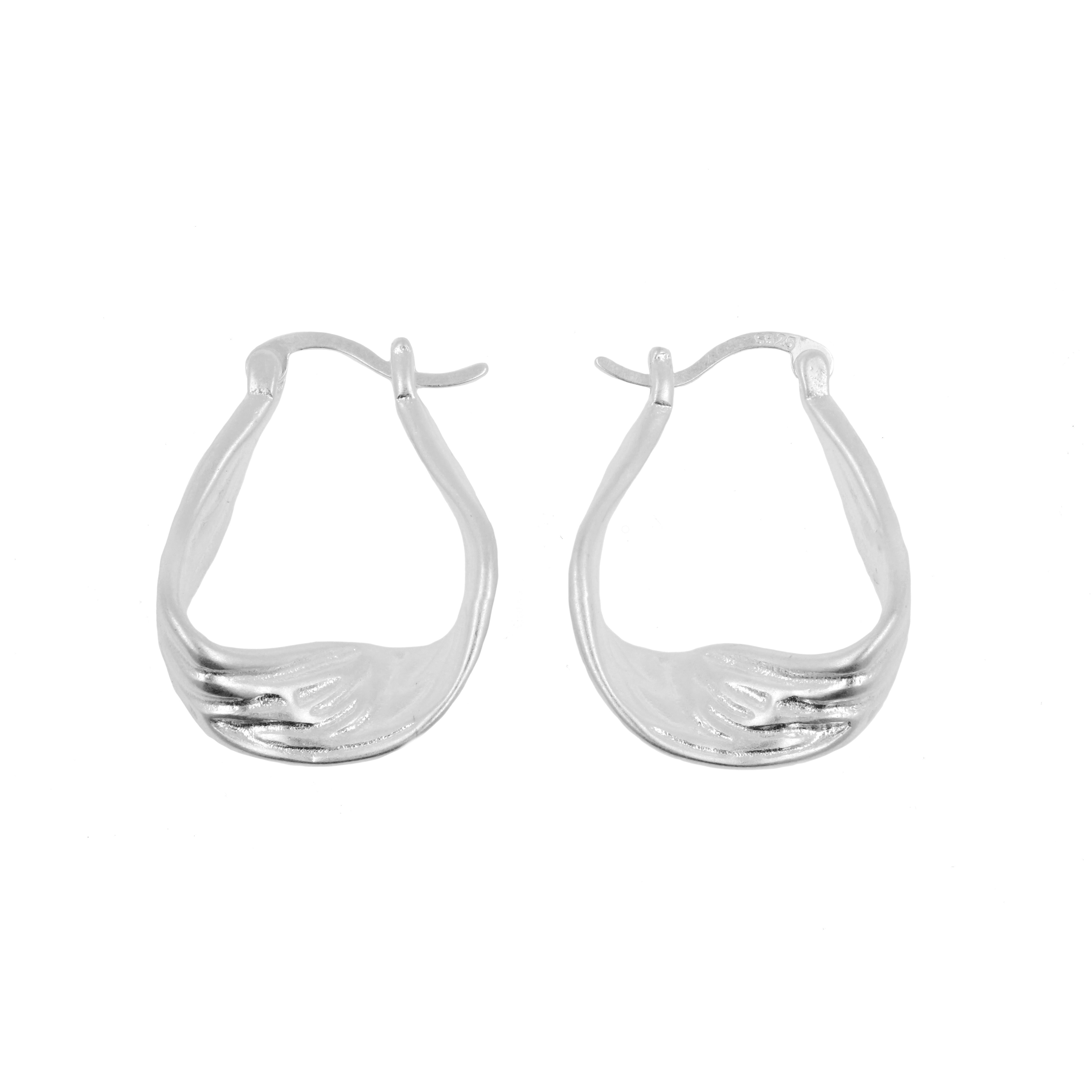 925 Silver Ear Hoops - Organic Twist Silver