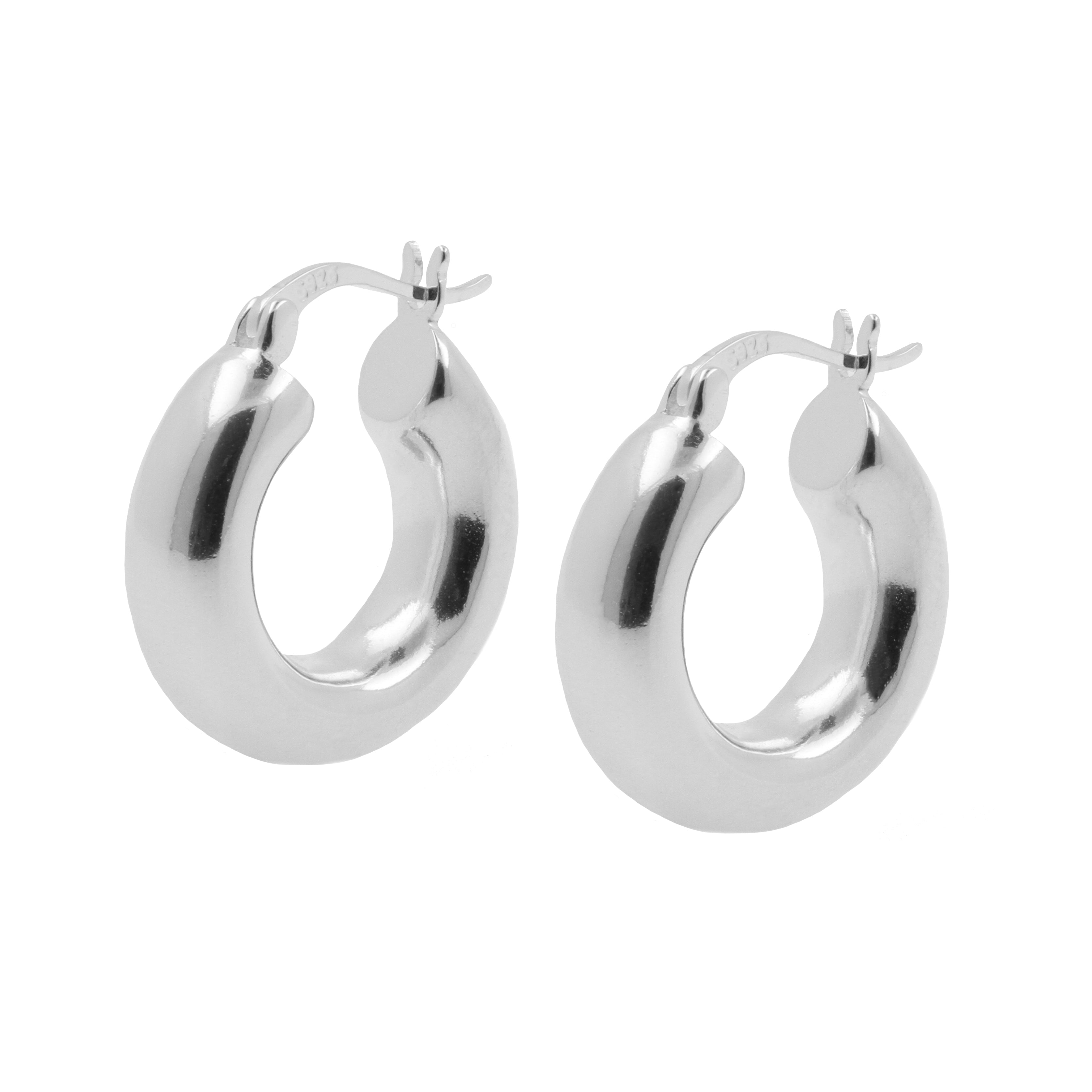 925 Silver Ear Hoops - Smooth Ring Silver