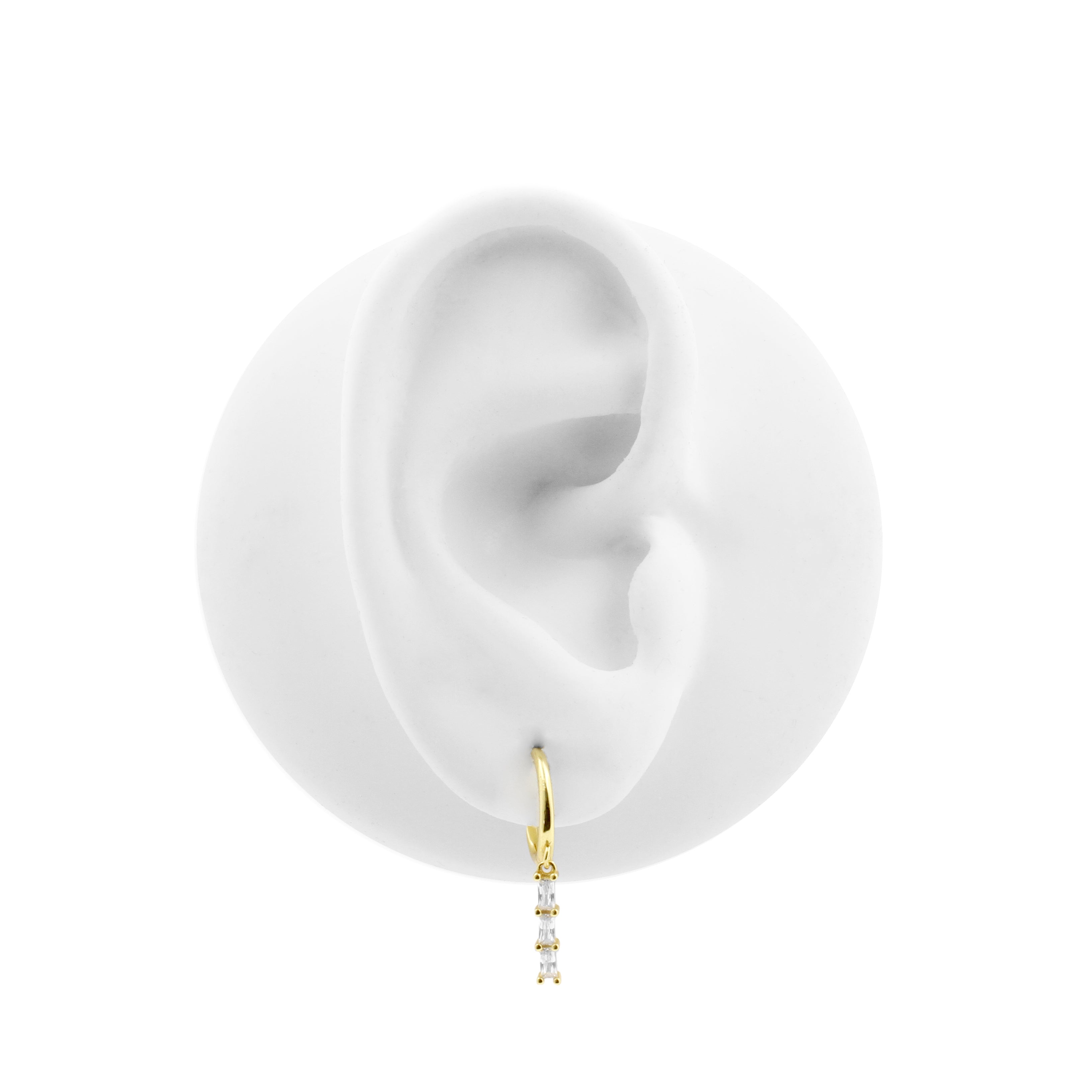 925 Silver Ear Hoops - Zirkonia Bar Gold