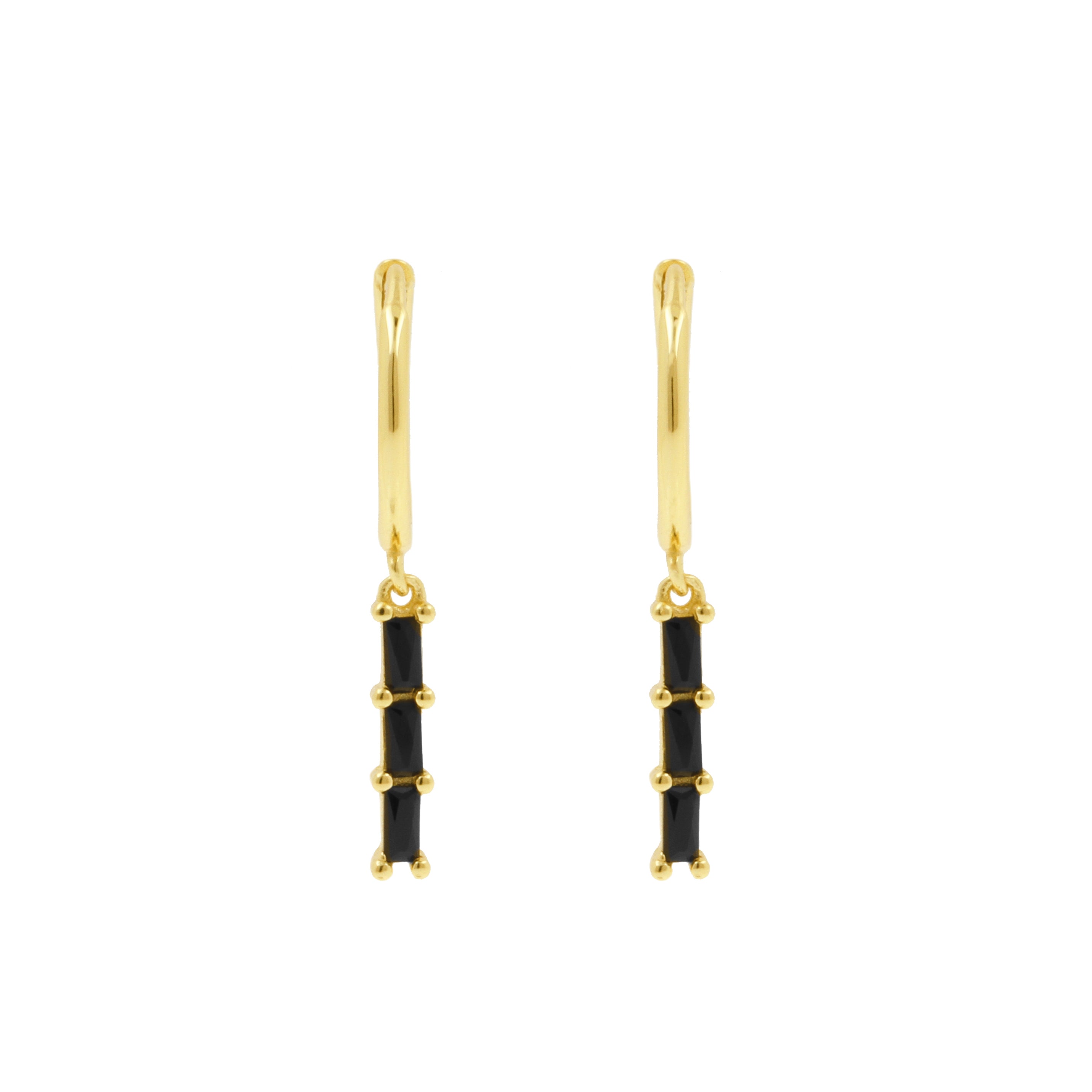 925 Silver Ear Hoops - Zirkonia Bar Gold