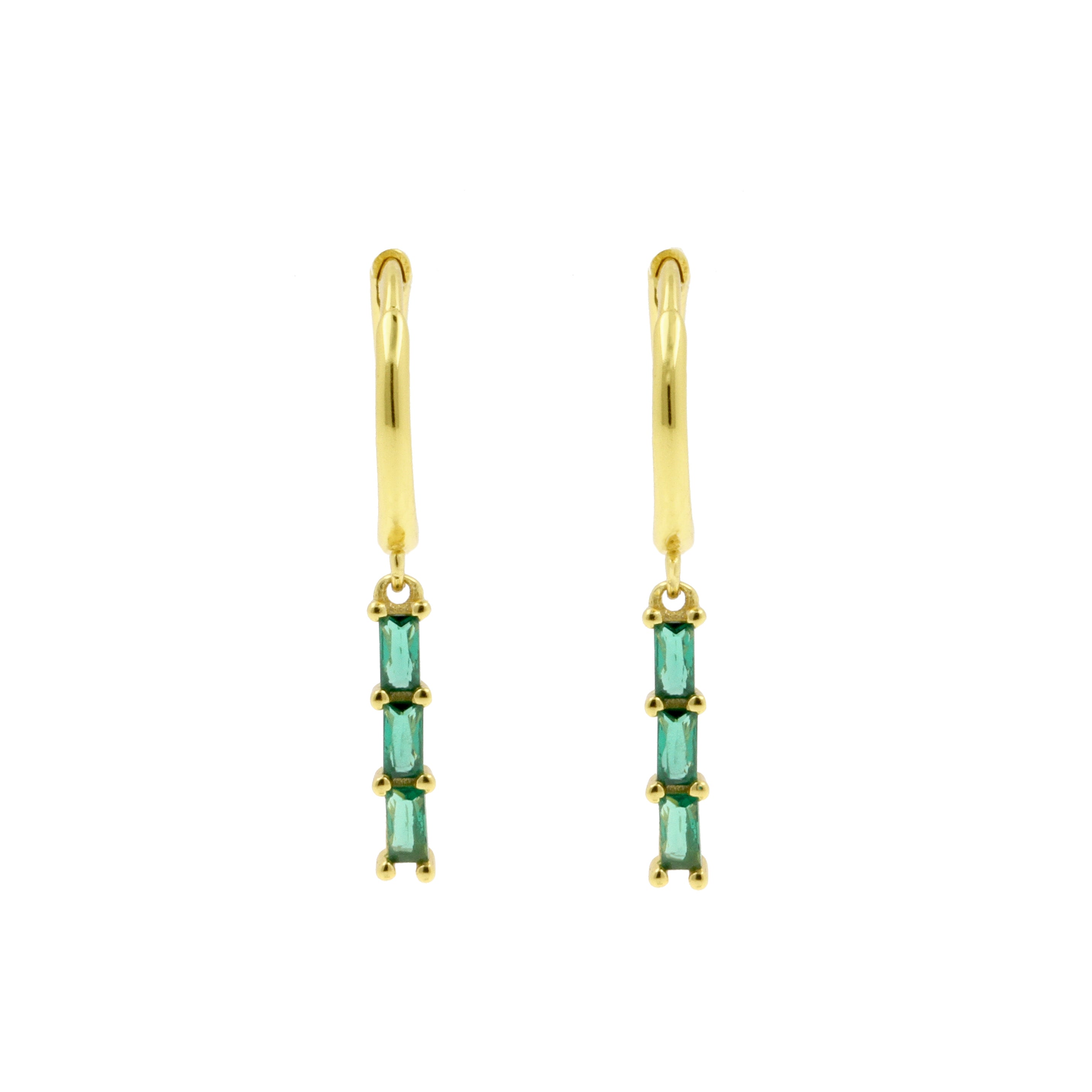 925 Silver Ear Hoops - Zirkonia Bar Gold