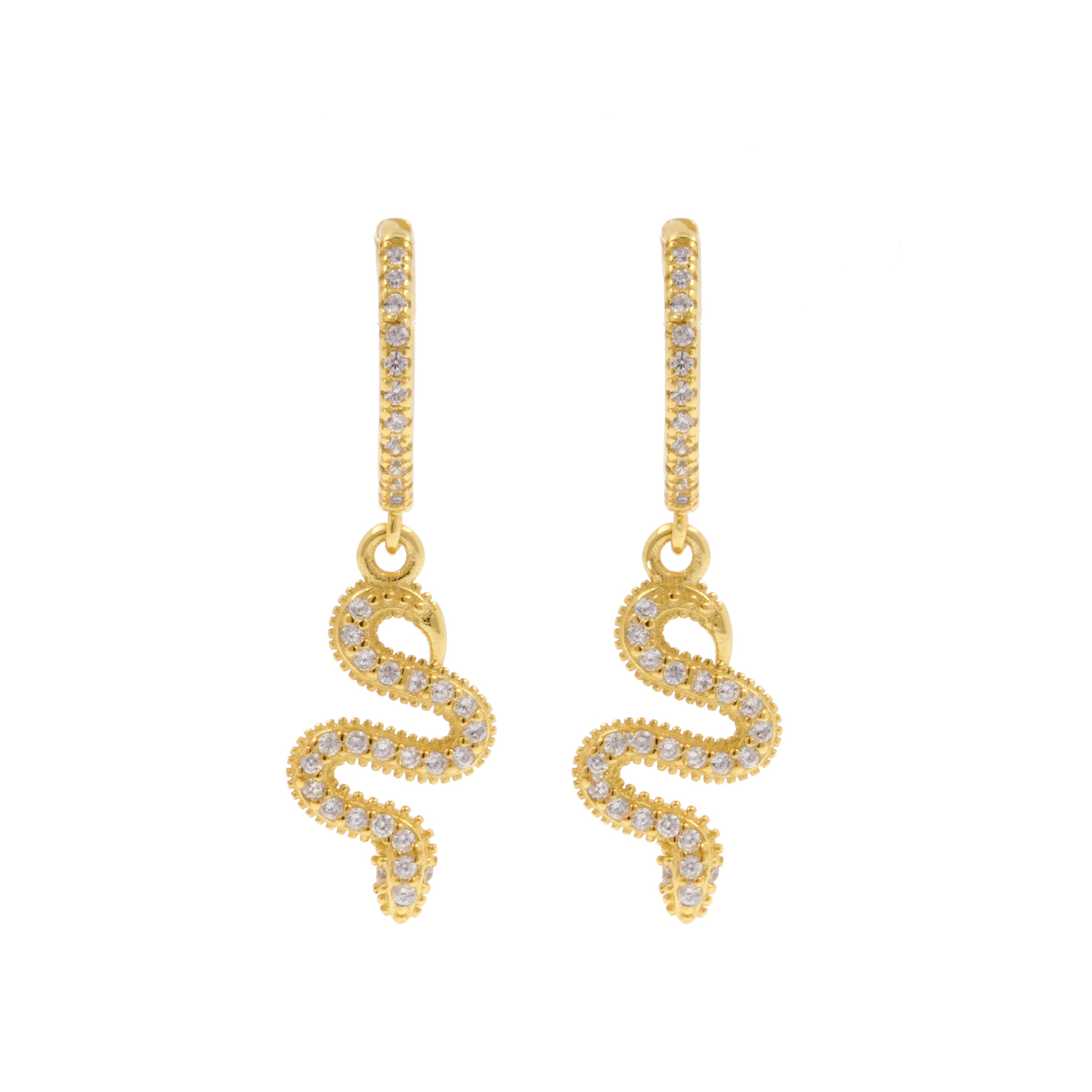 925 Silver Ear Hoops - Snake Gold