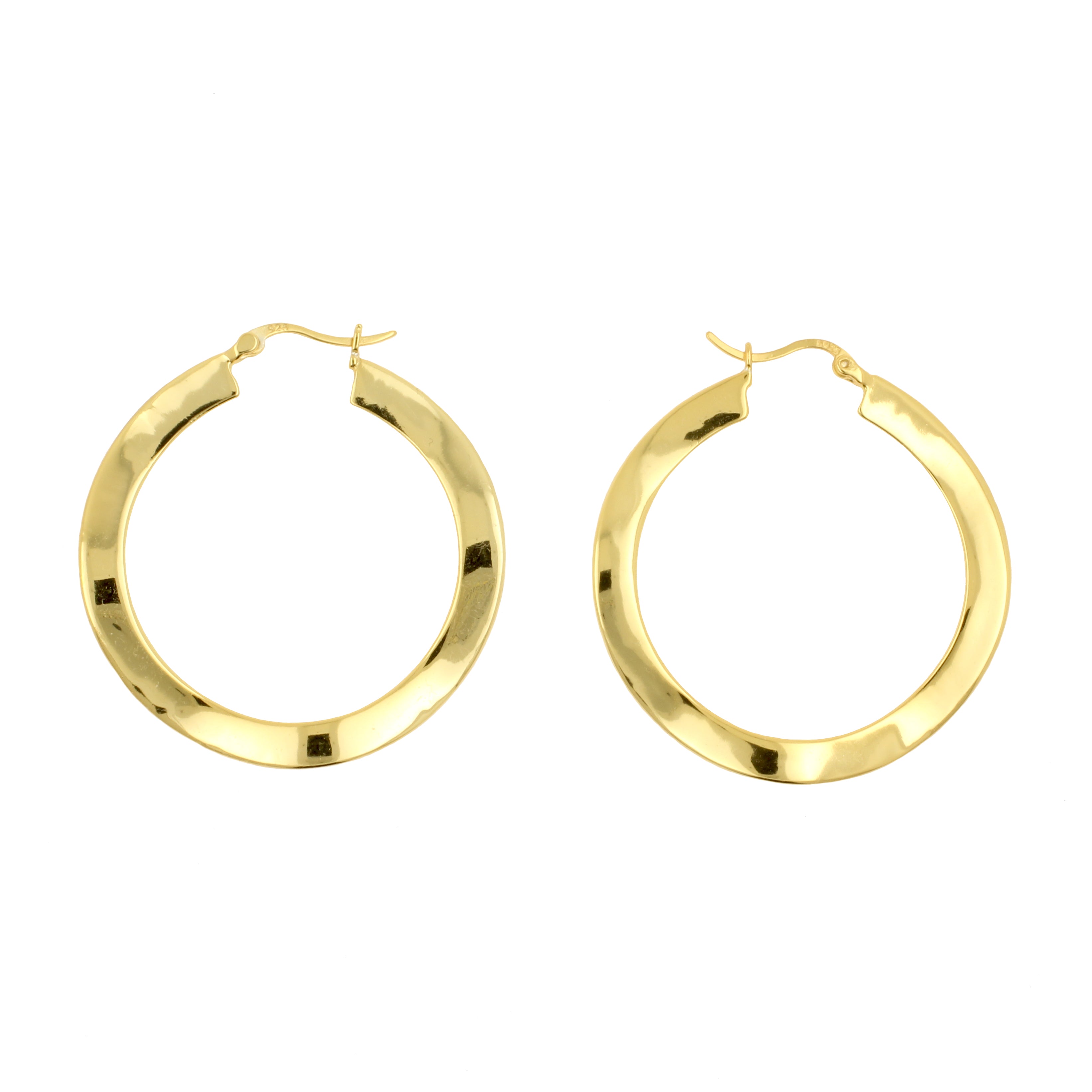 925 Silver Ear Hangers - Circle Organic Gold