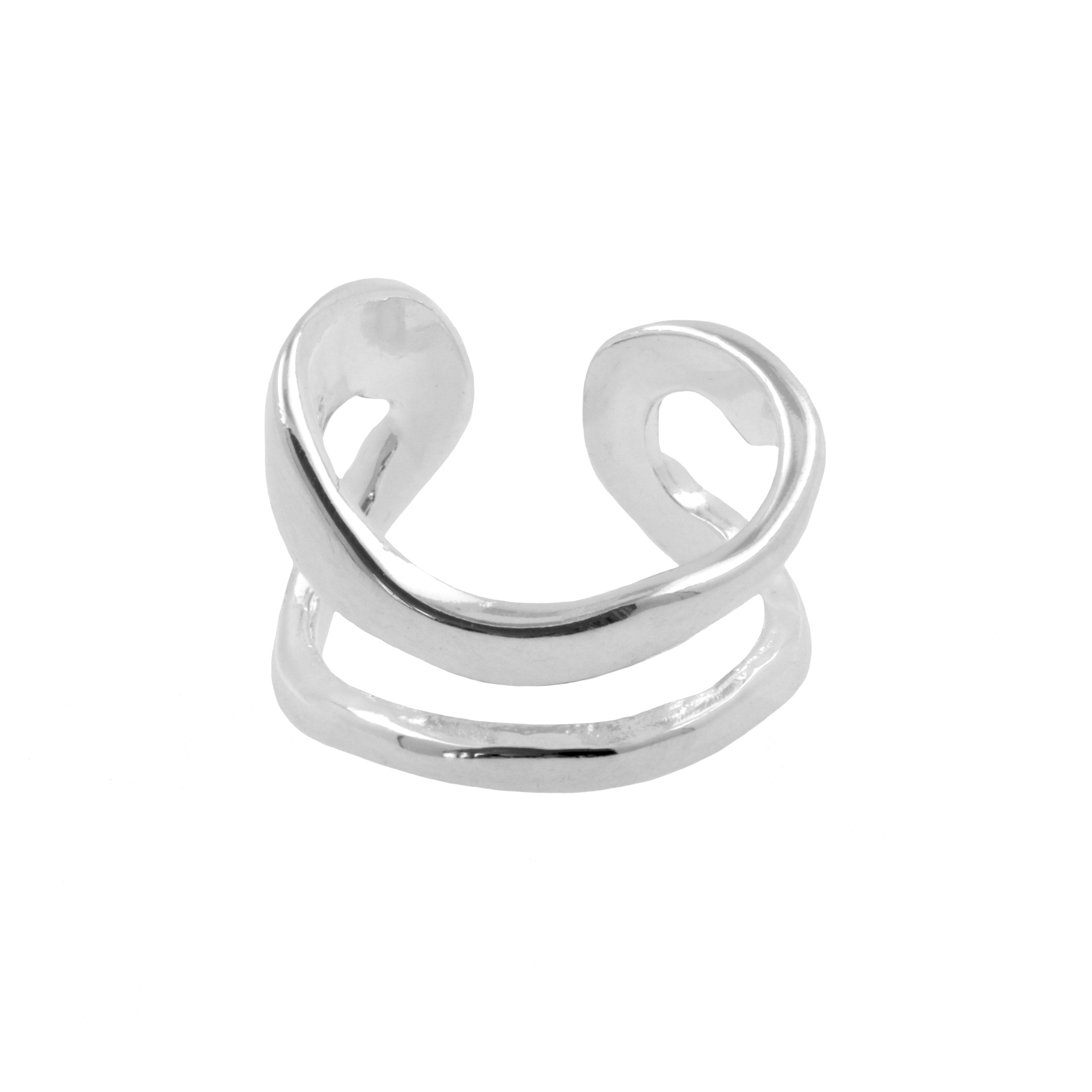 925 Zilver Oor Cuff - Double Loop Zilver