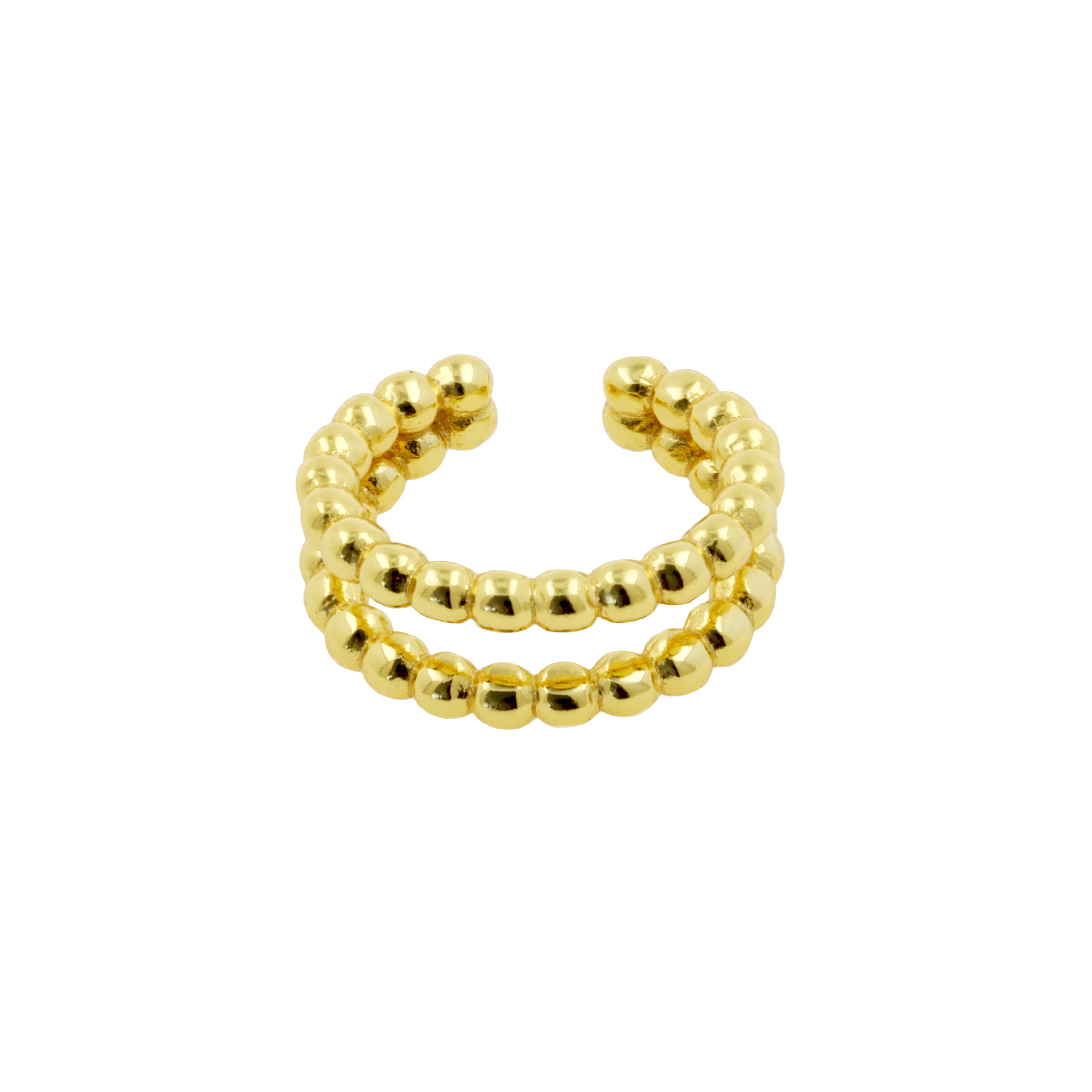 925 Silver Ear Cuff - Dotted Double Ring Gold