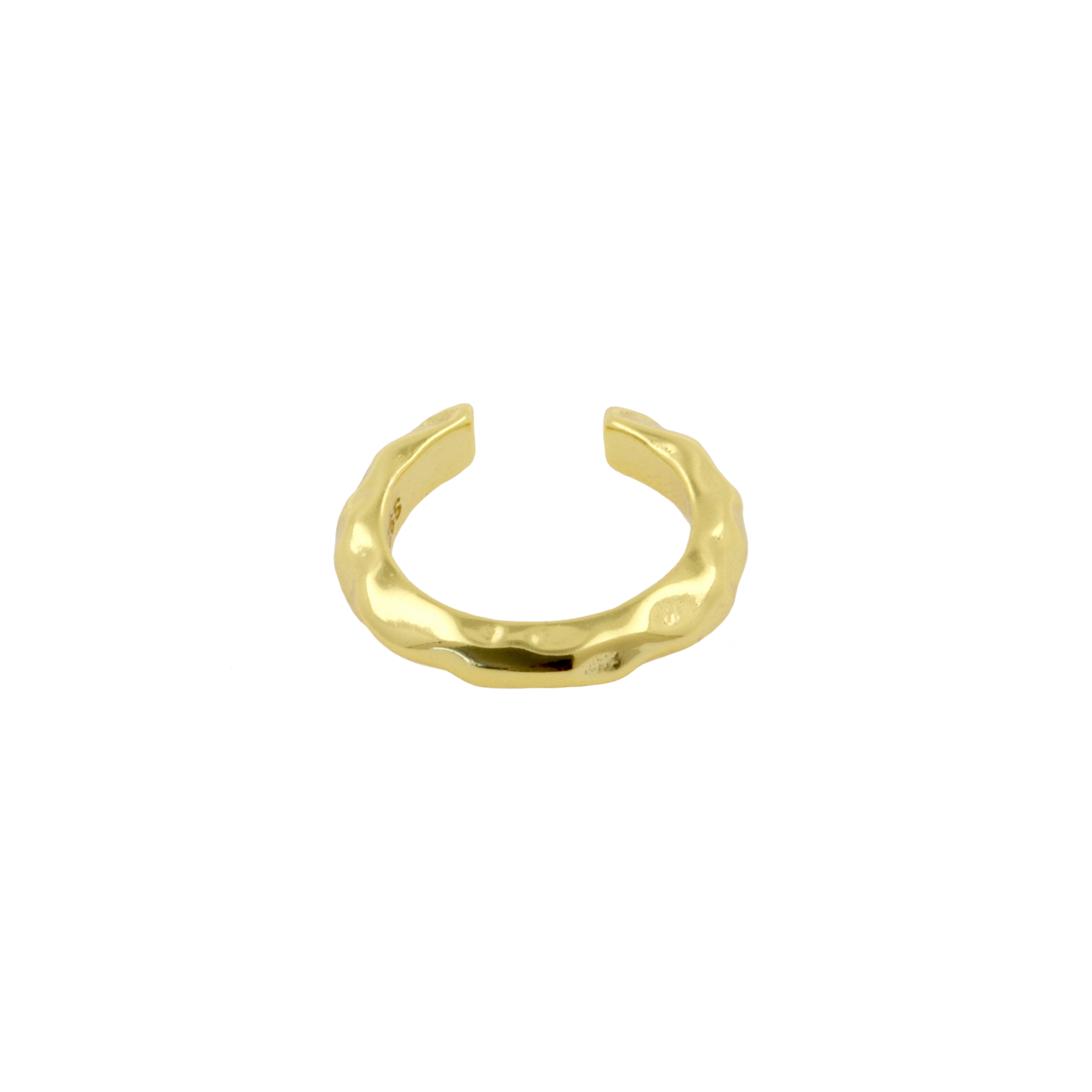 925 Silver Ear Cuff - Organic Ring Gold