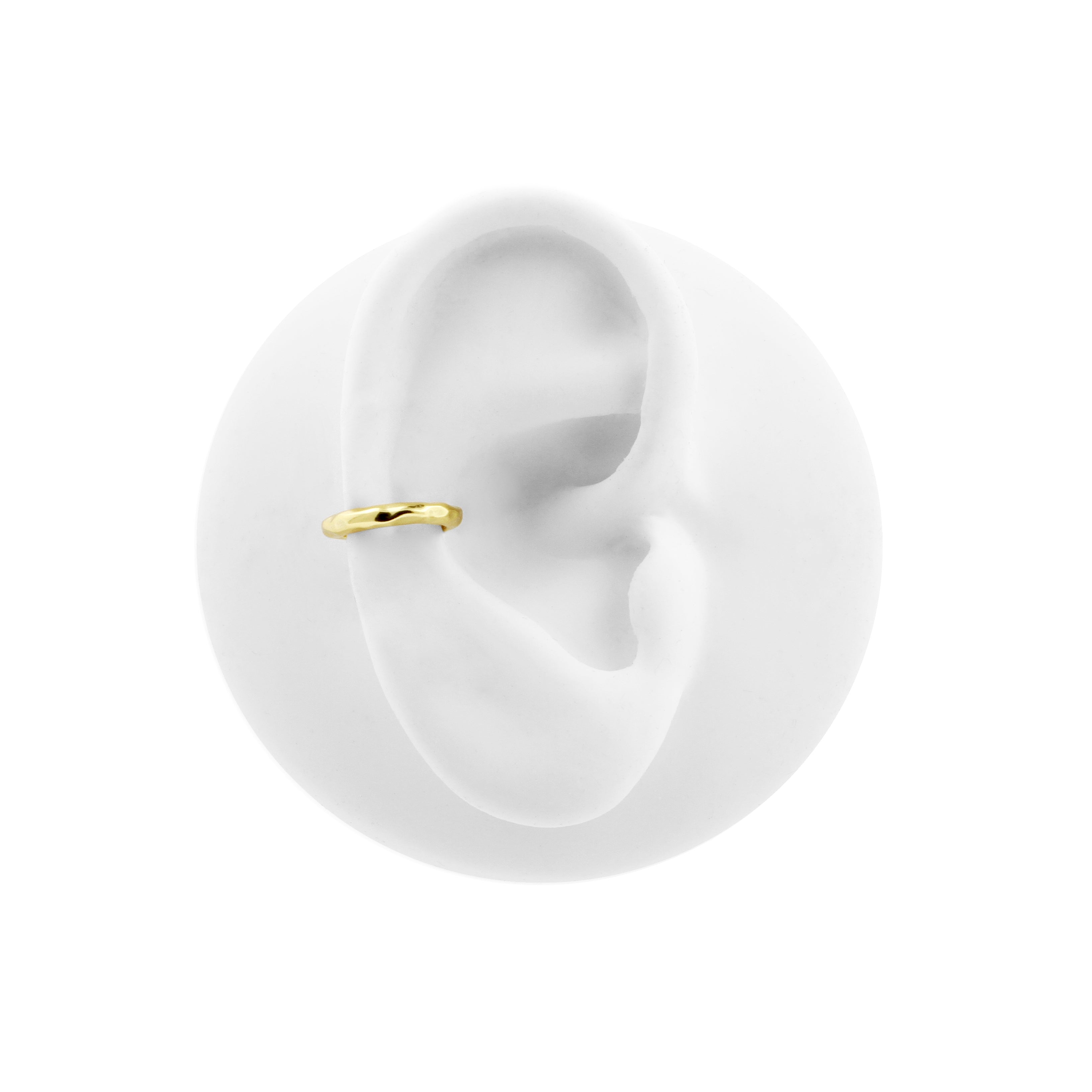 925 Silver Ear Cuff - Organic Ring Gold