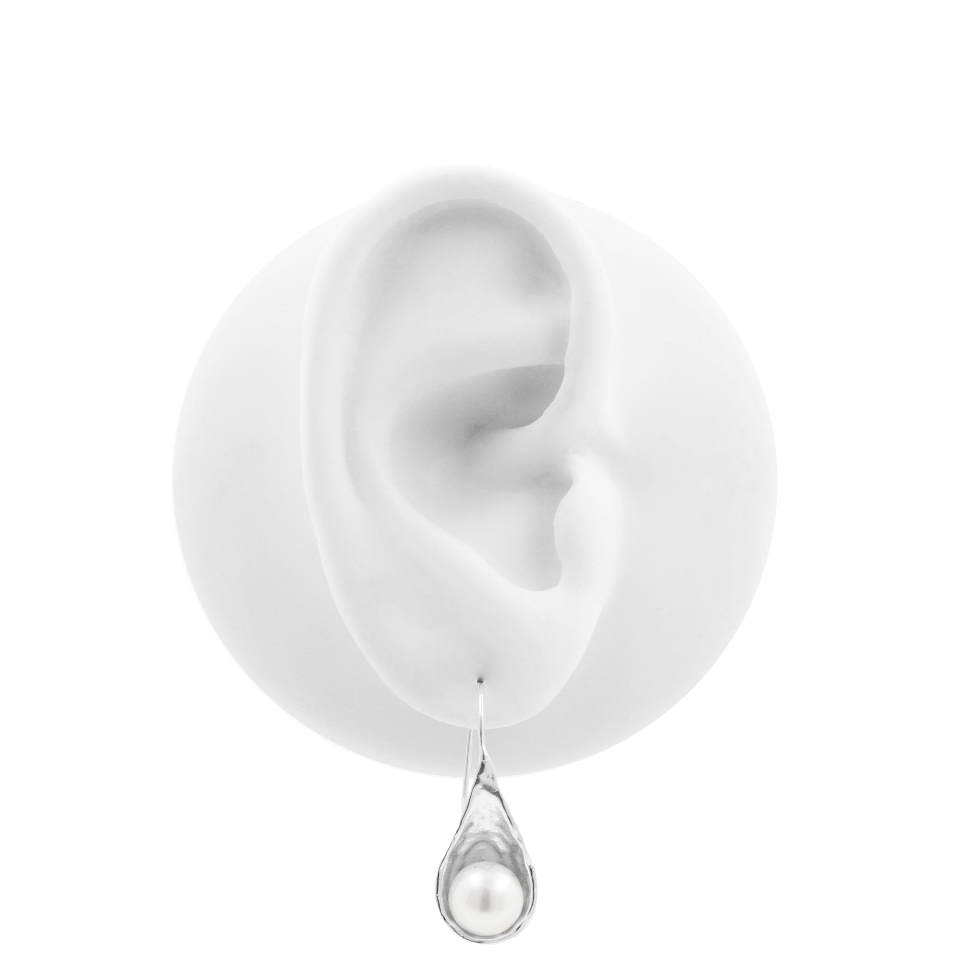 925 Silver Ear Hangers - Pearl Drop Silver