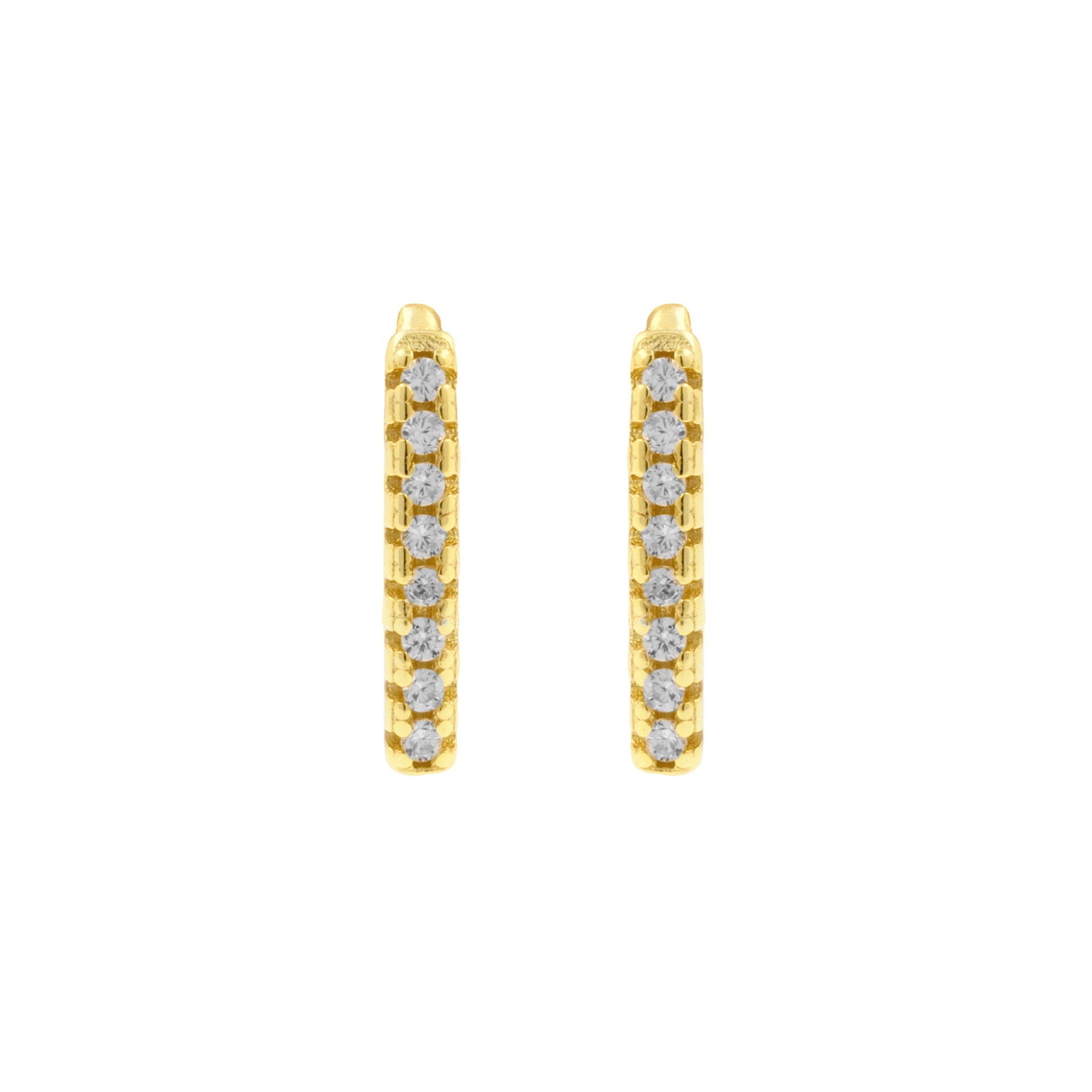 925 Silver Ear Hangers - Stacked Zirconia Gold