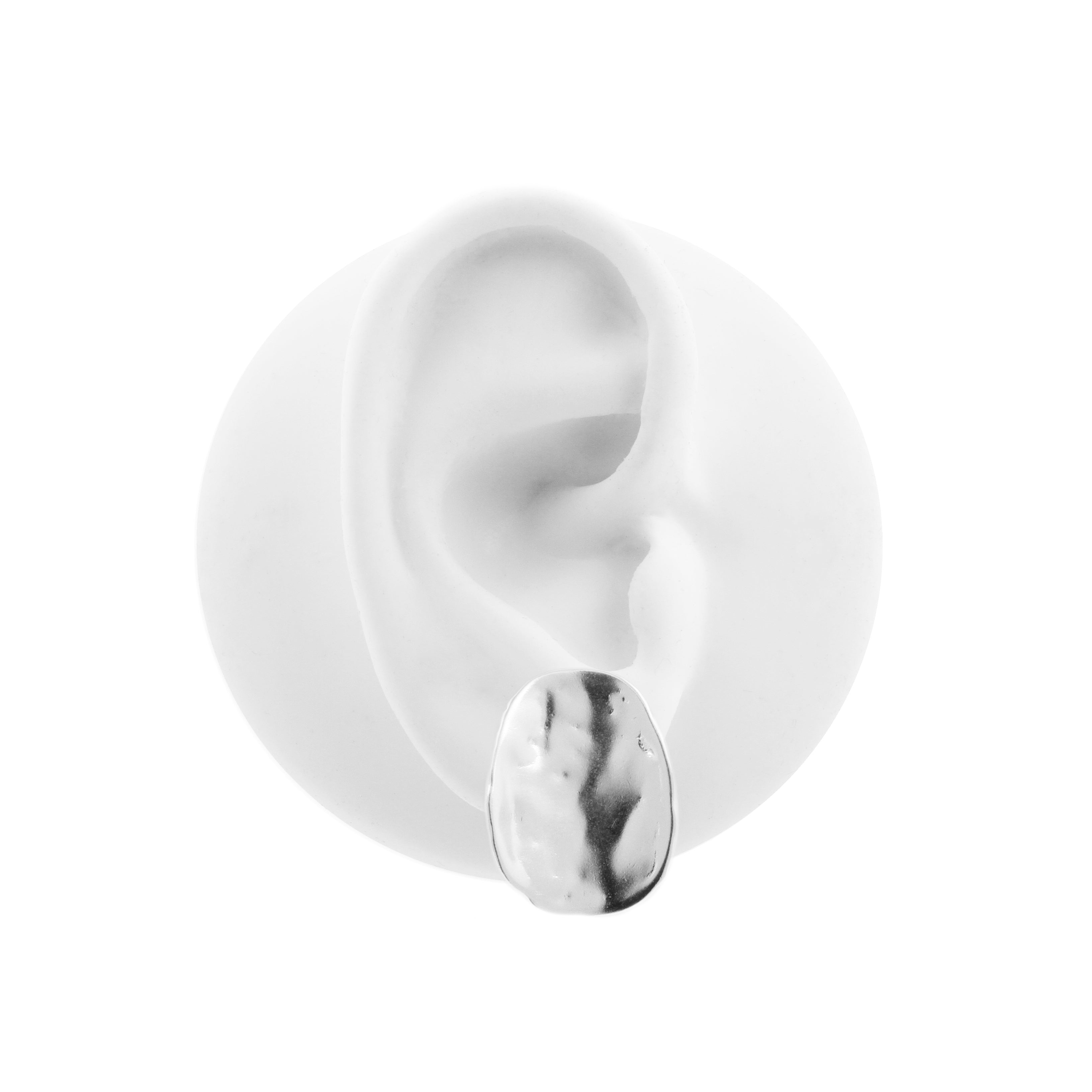 925 Silver Earstuds - Organic Disc Silver