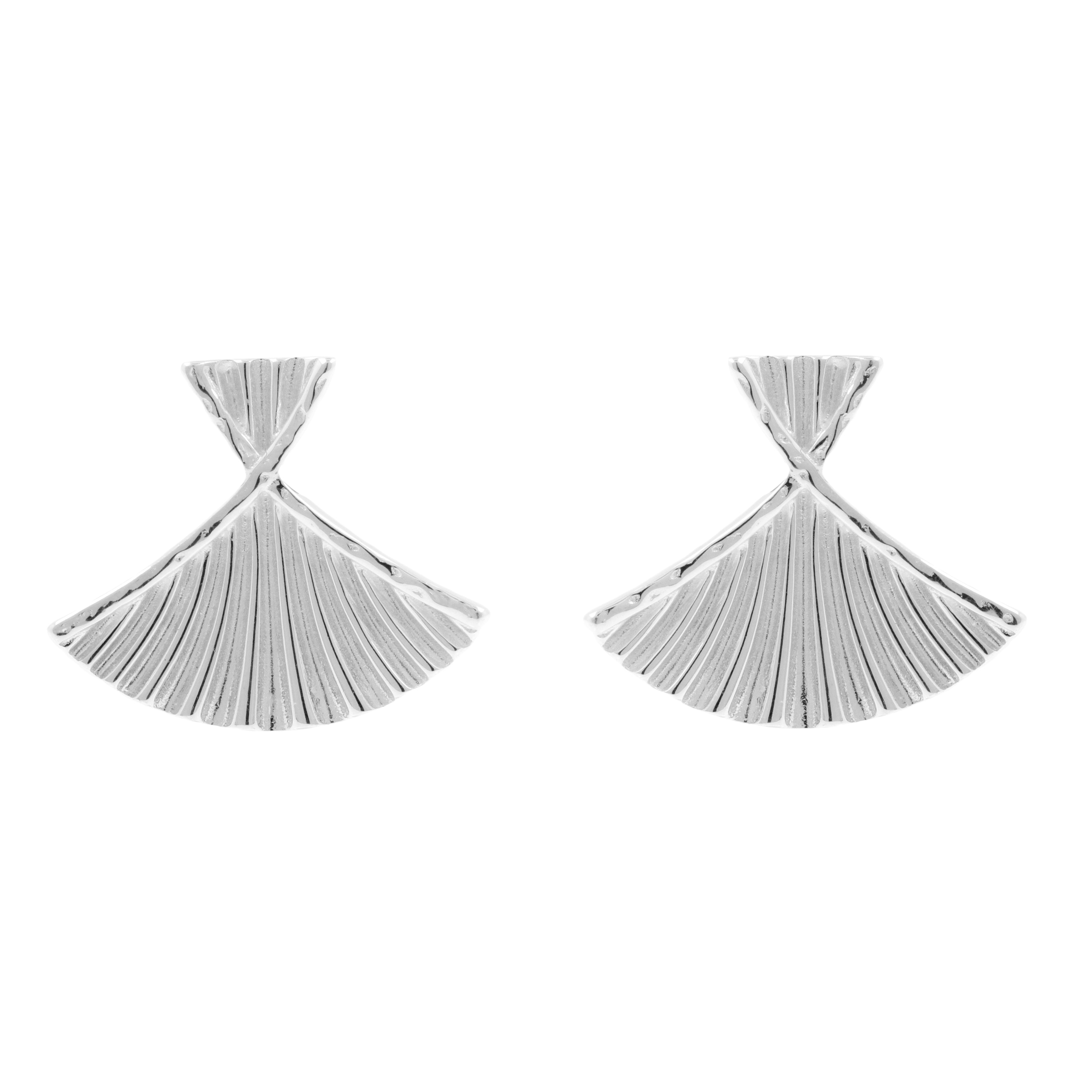 925 Silver Earstuds - Fan Silver