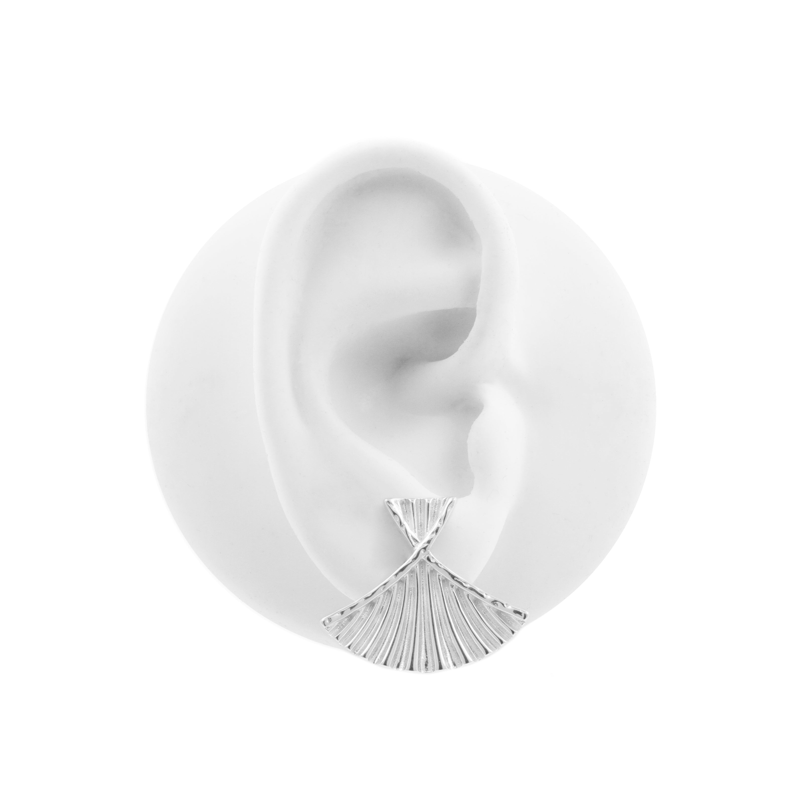 925 Silver Earstuds - Fan Silver