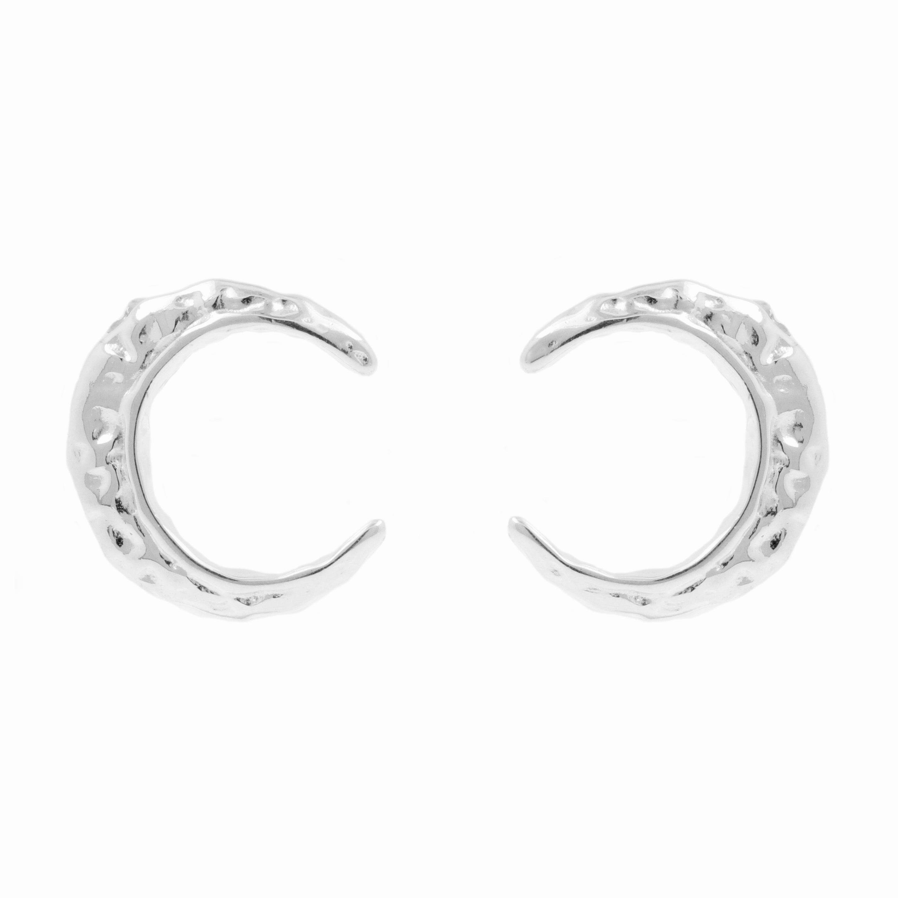 925 Silver Earstuds - Moon Silver