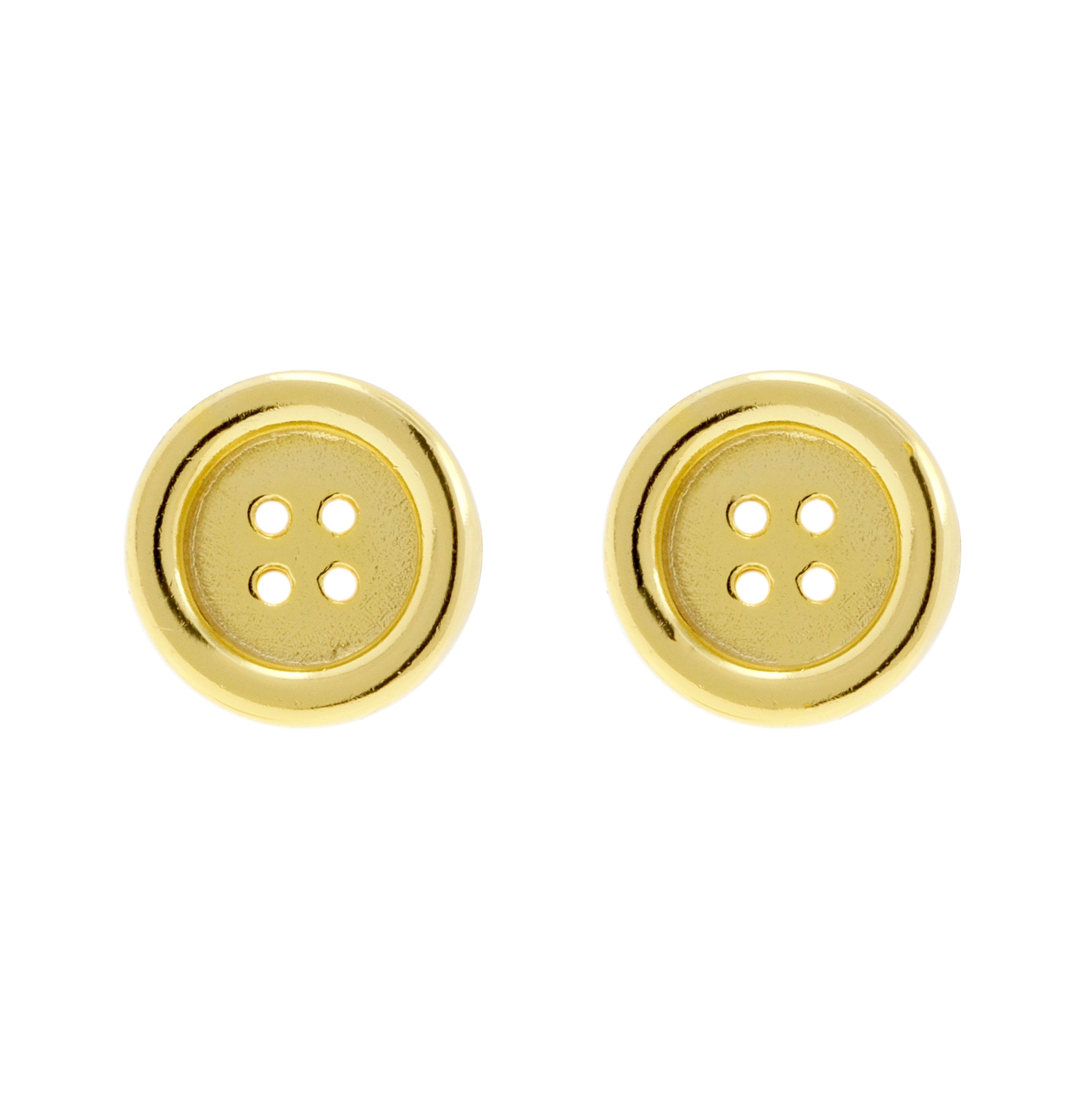 925 Silver Earstuds - Button Gold