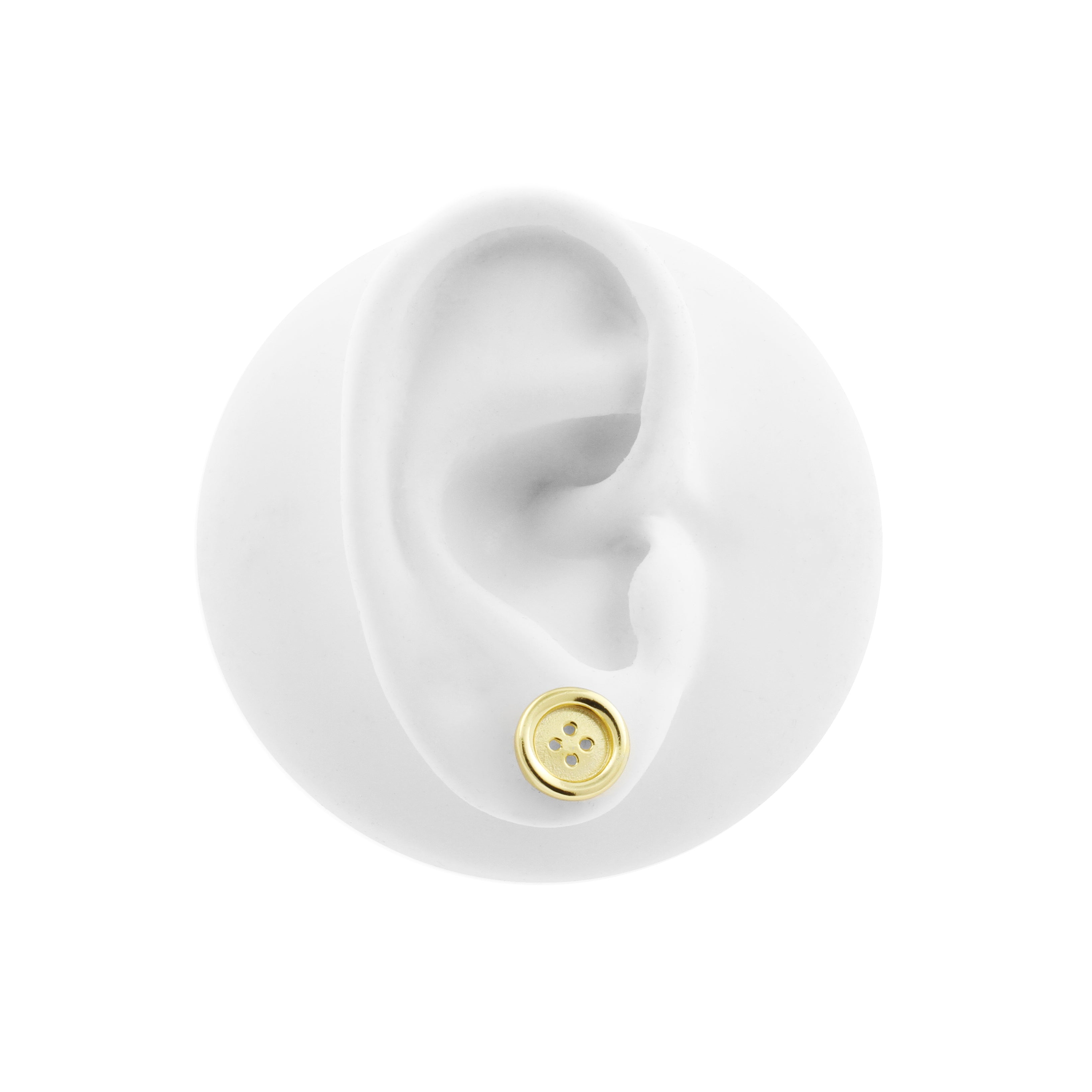 925 Silver Earstuds - Button Gold