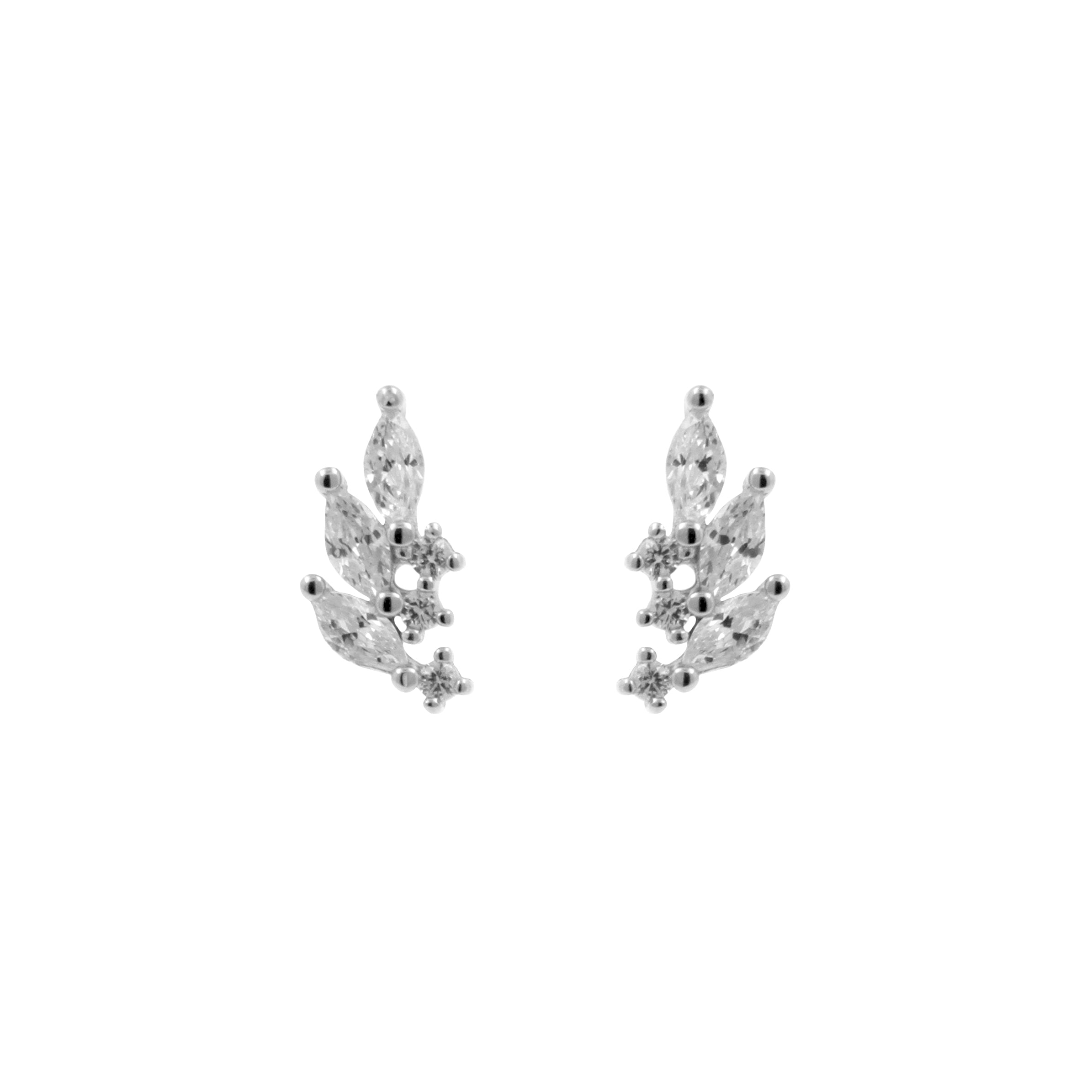 925 Silver Earstuds - Botanical - Silver