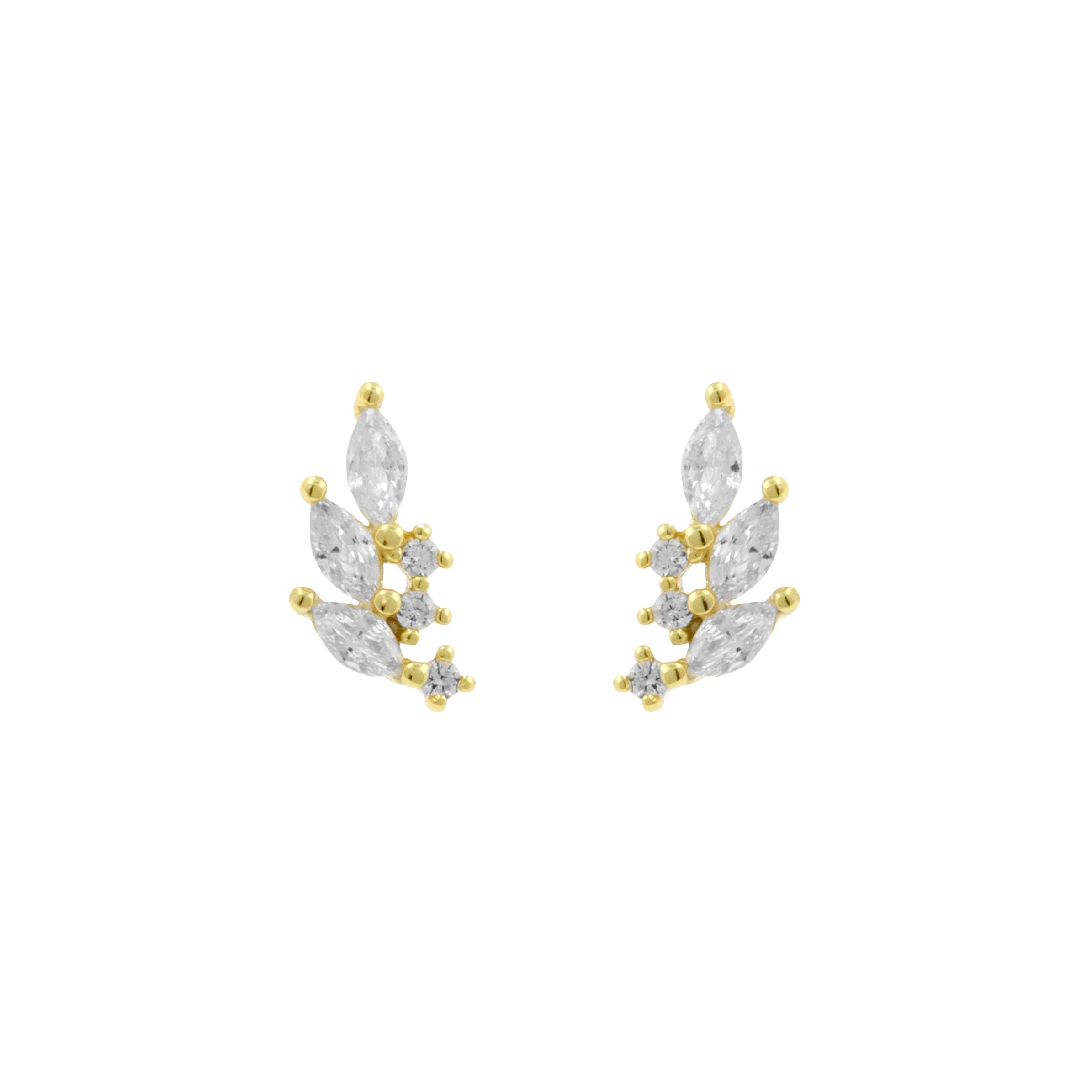 925 Silver Earstuds - Botanical - Gold