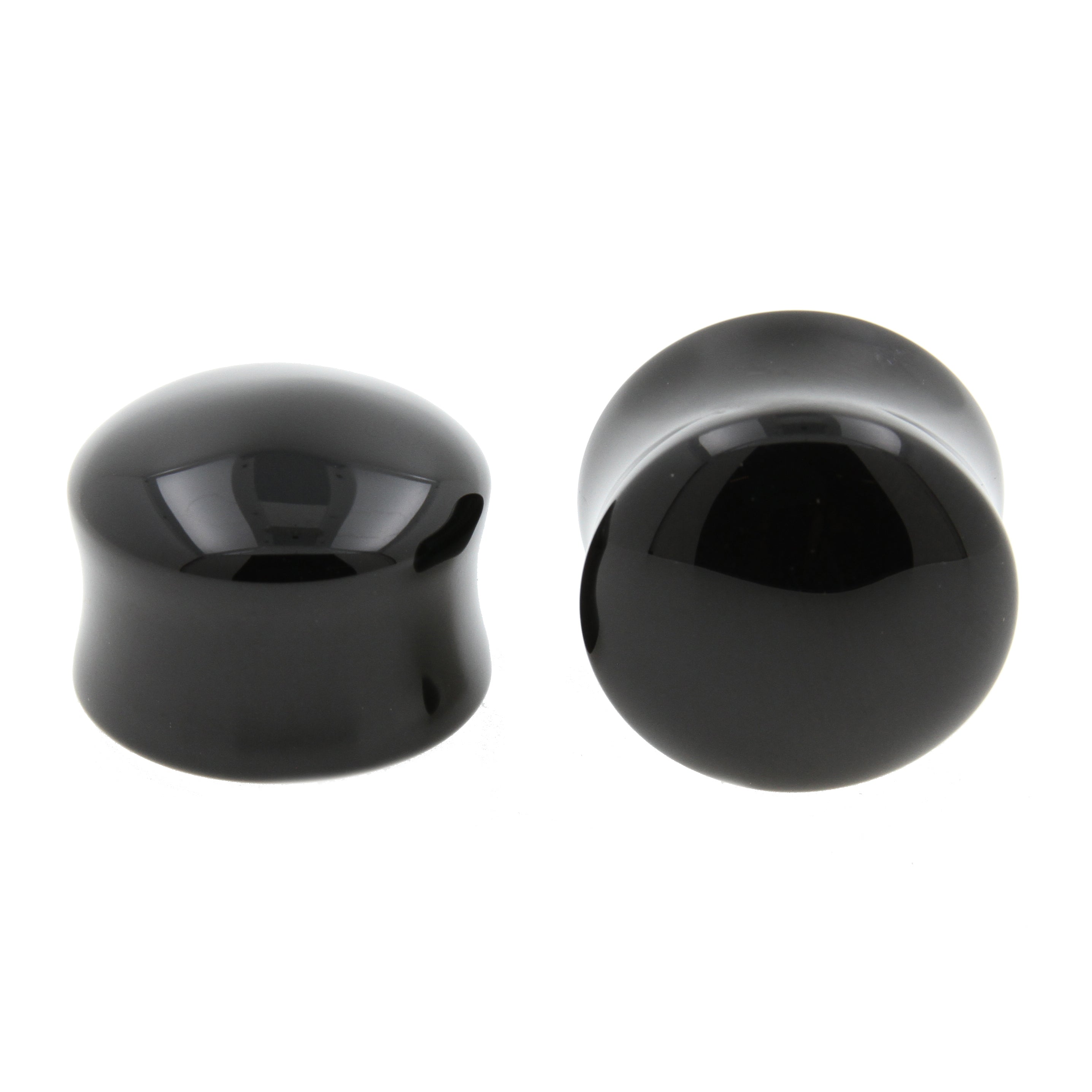 Stone Double Flared Obsidian Plug Black