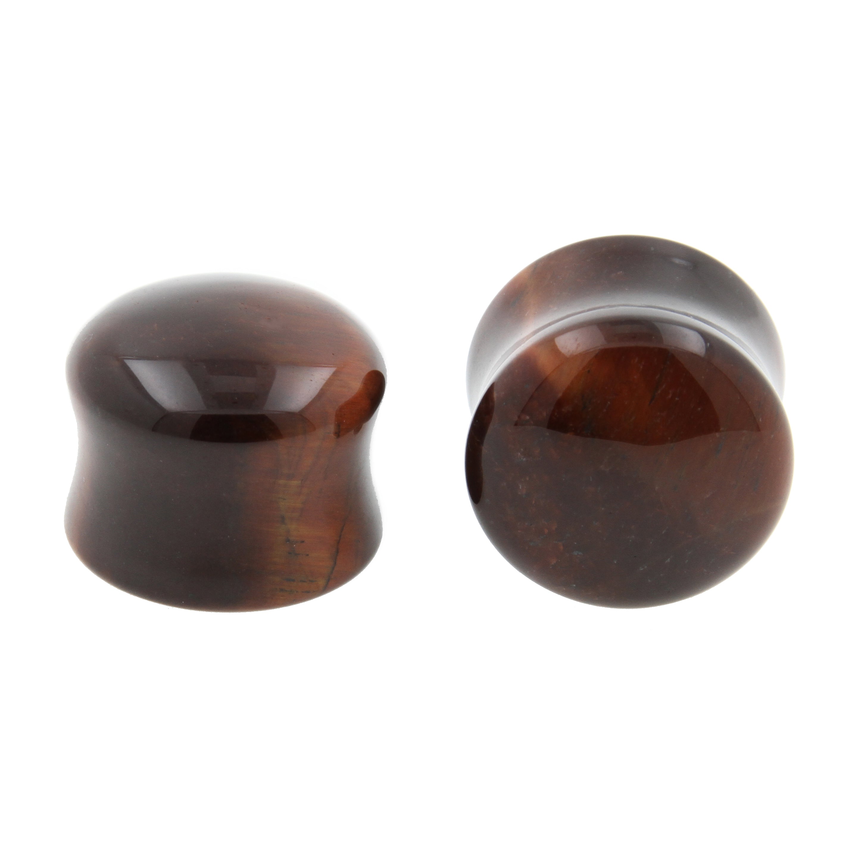 Stone Double Flared Red Tiger's Eye Plug Red