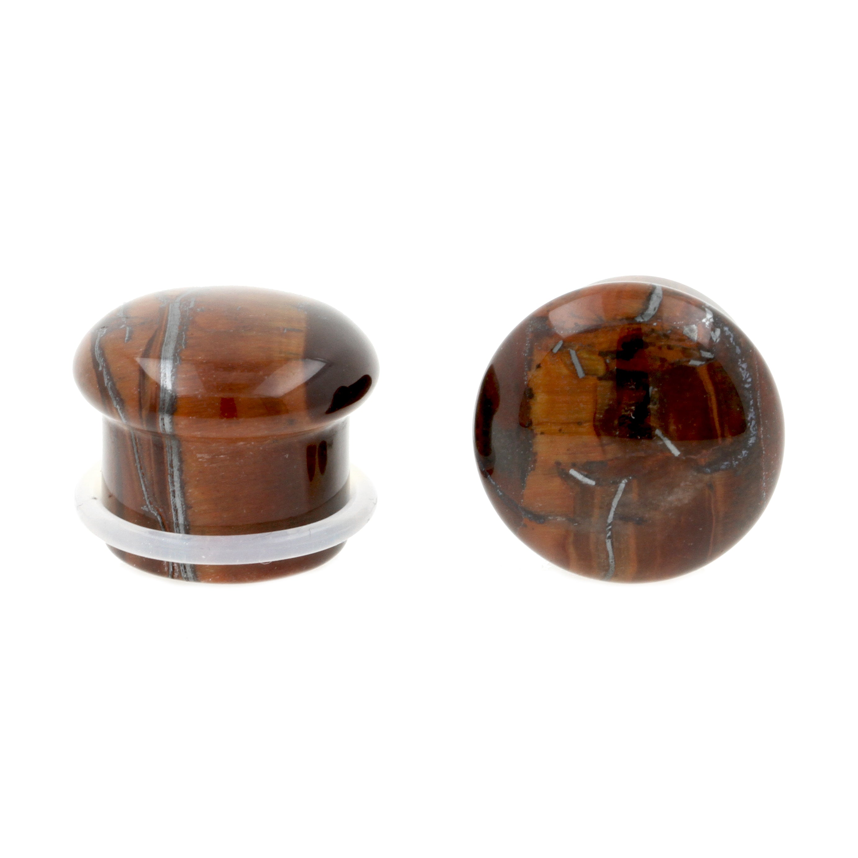 Stone Single Flared Red Tiger's Eye Plug Dark Red