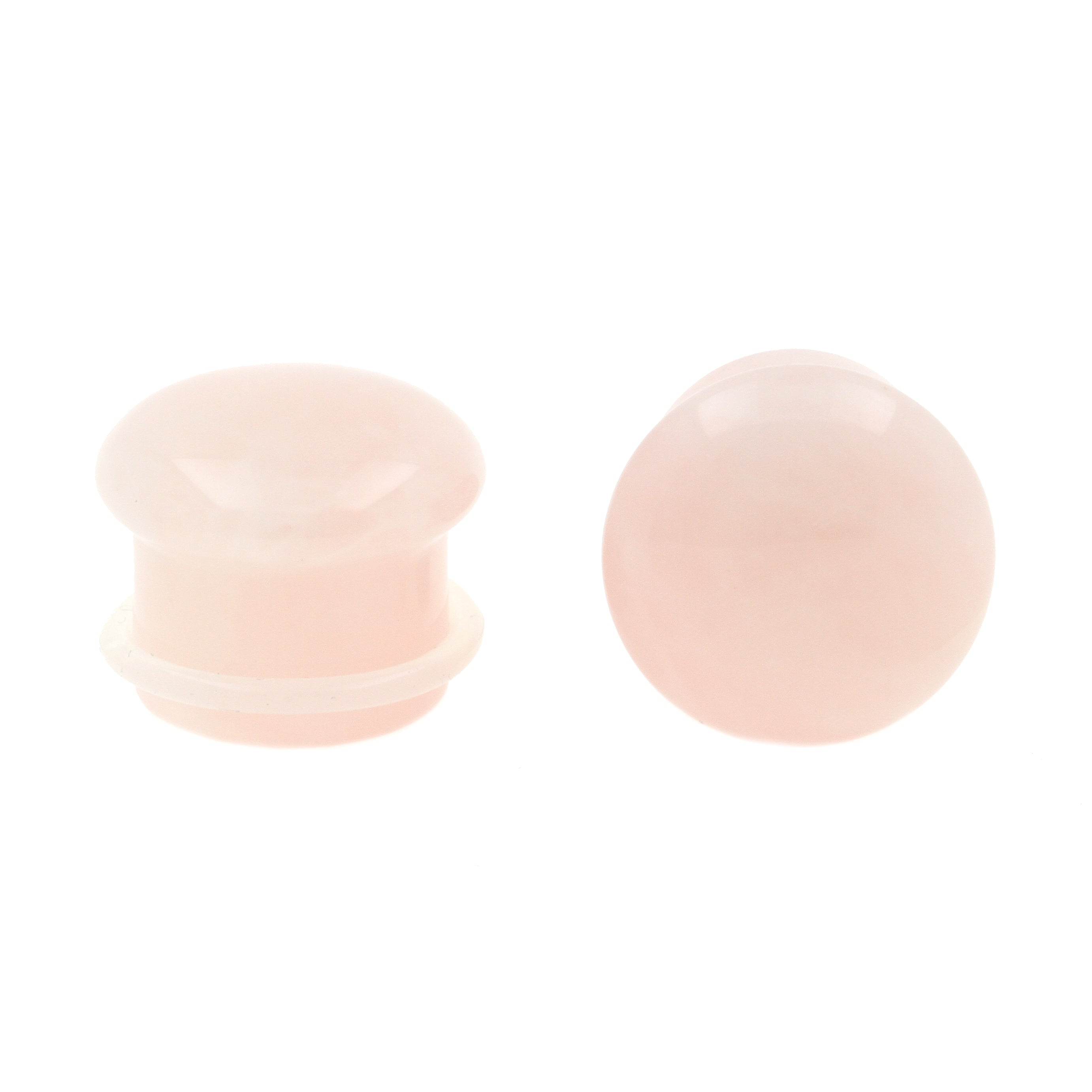 Stone Single Flared Rose Quartz Plug Light Pink