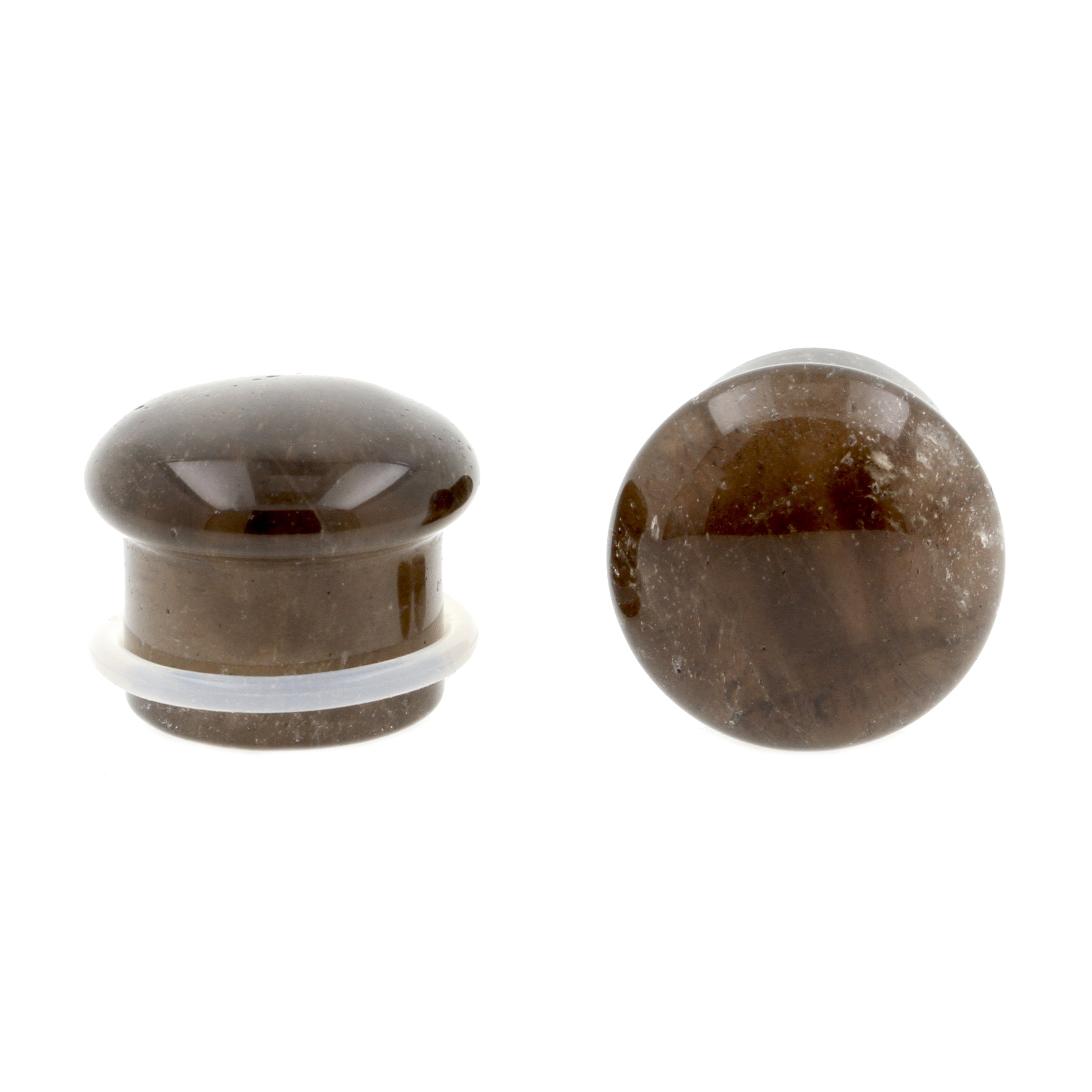 Stone Single Flared Smokey Quartz Plug Smokey Grey