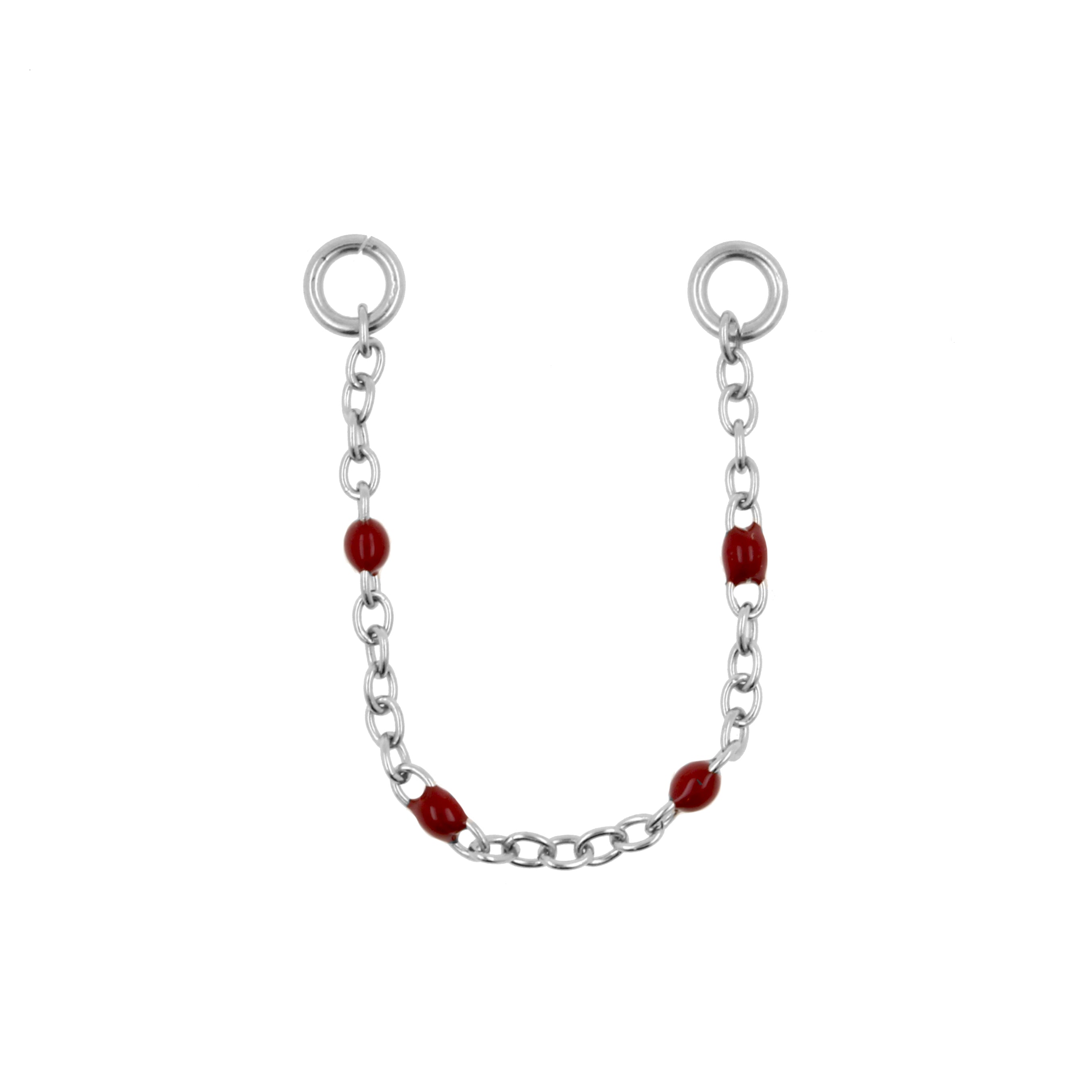 Surgical Steel Piercing Chain - Enamel Dark Red