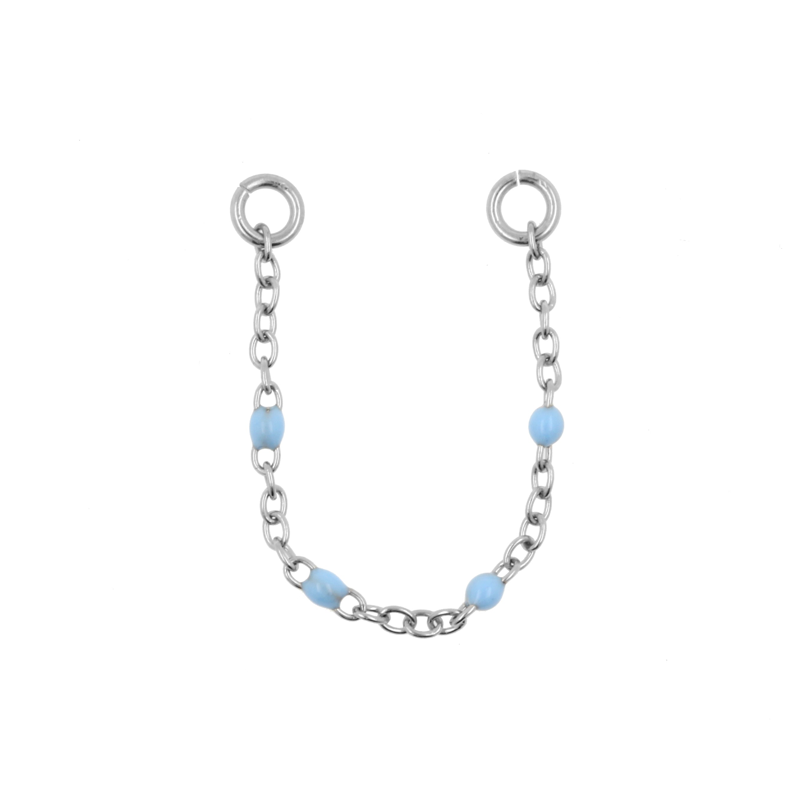 Surgical Steel Piercing Chain - Enamel Light Blue Sapphire